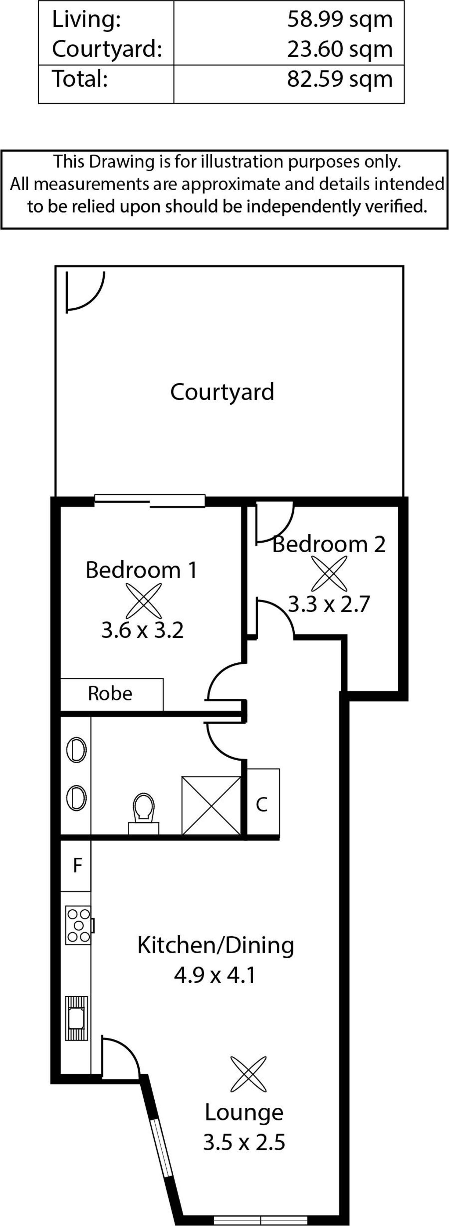 Floorplan of Homely unit listing, 4/6 Treloar Court, Campbelltown SA 5074