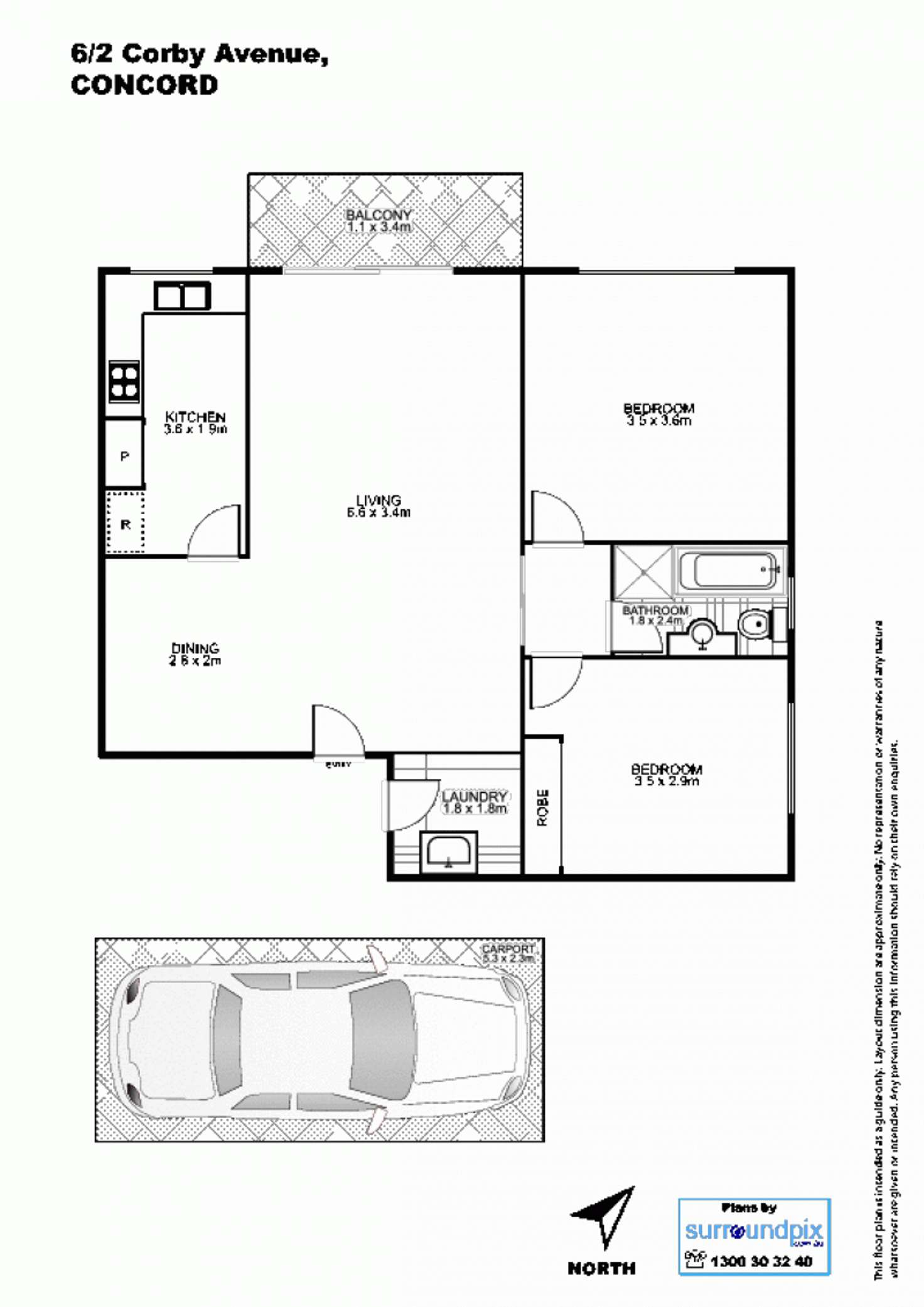 Floorplan of Homely apartment listing, 6/2 Corby Avenue, Concord NSW 2137