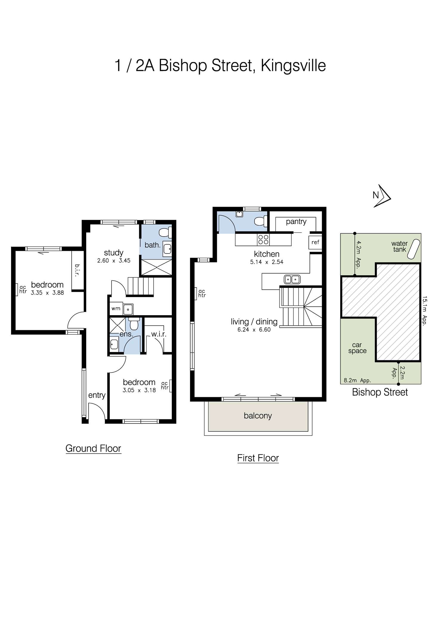 Floorplan of Homely townhouse listing, 1/2A Bishop Street, Kingsville VIC 3012