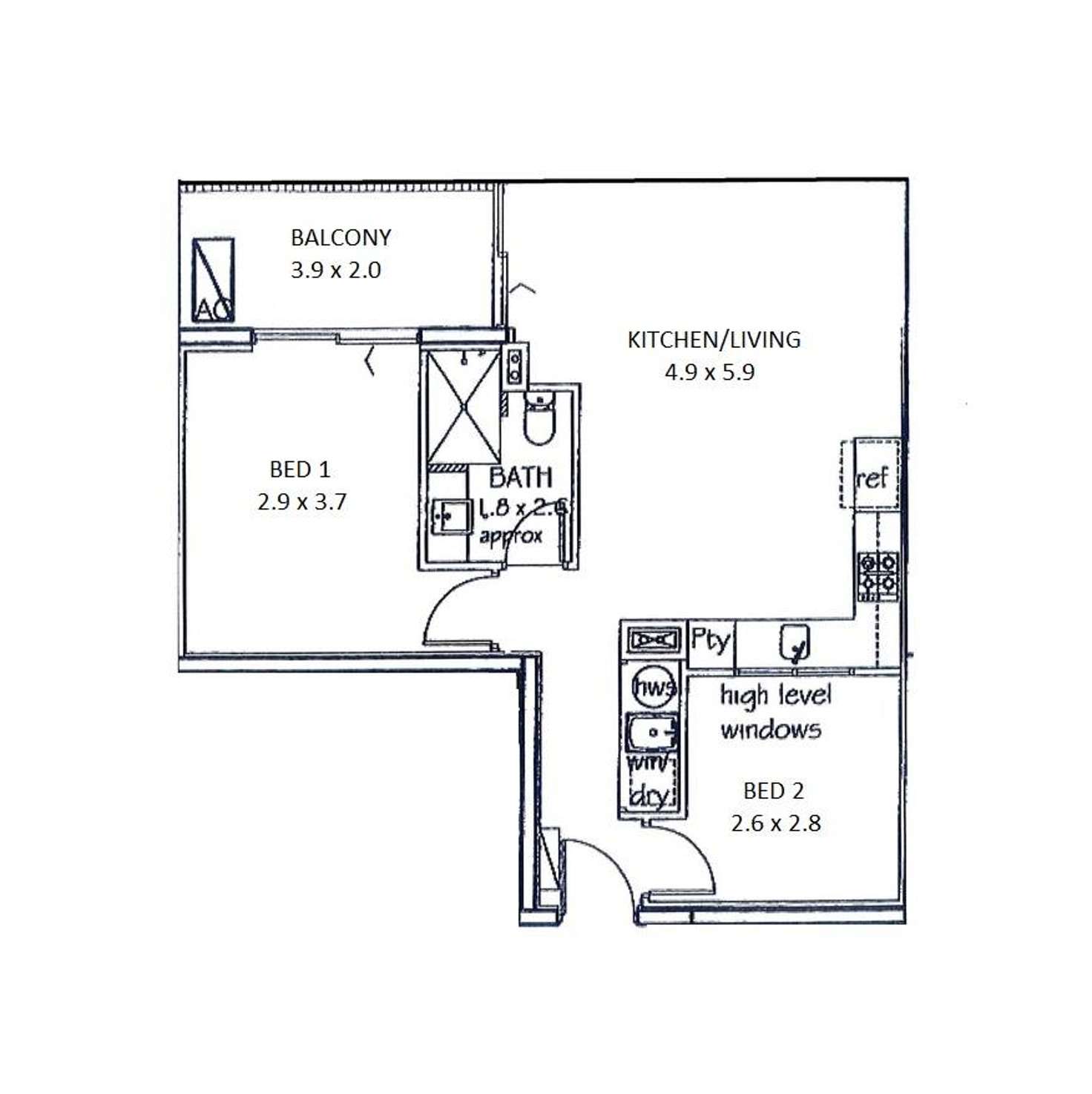 Floorplan of Homely apartment listing, 204/83 South Terrace, Adelaide SA 5000