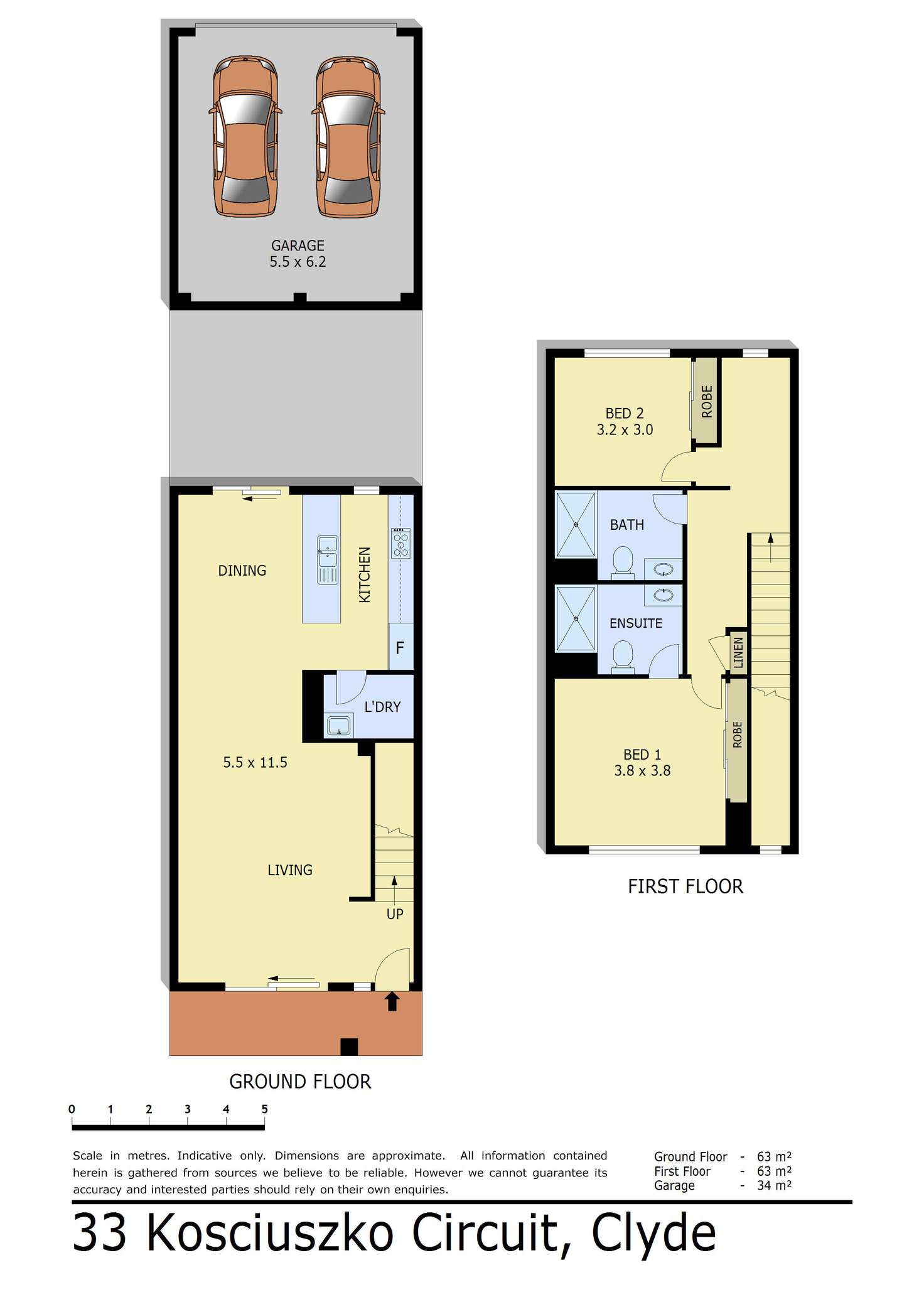 Floorplan of Homely townhouse listing, 33 Kosciuszko Circuit, Clyde VIC 3978