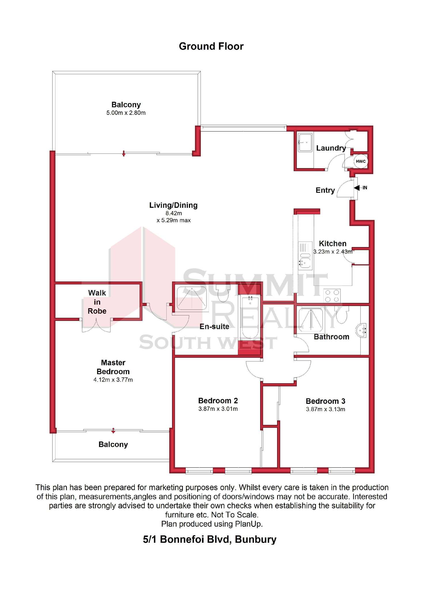 Floorplan of Homely unit listing, 5/1 Bonnefoi Boulevard, Bunbury WA 6230