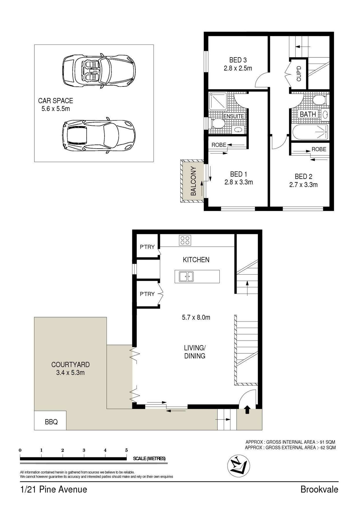 Floorplan of Homely townhouse listing, 1/21 Pine Avenue, Brookvale NSW 2100