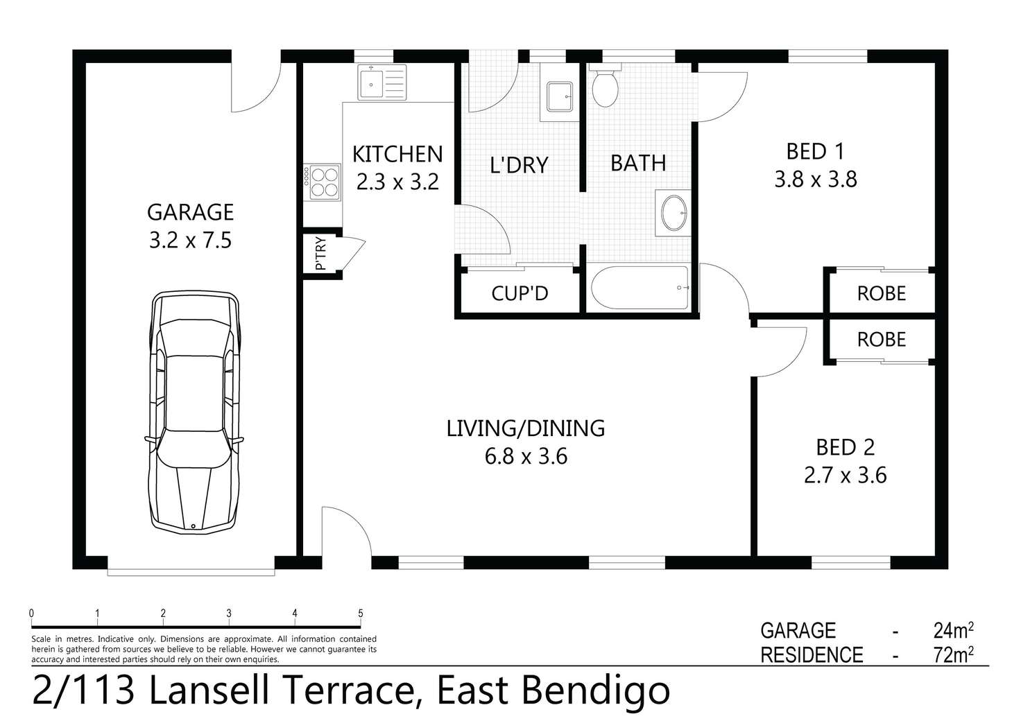 Floorplan of Homely unit listing, 2/113 Lansell Terrace, East Bendigo VIC 3550