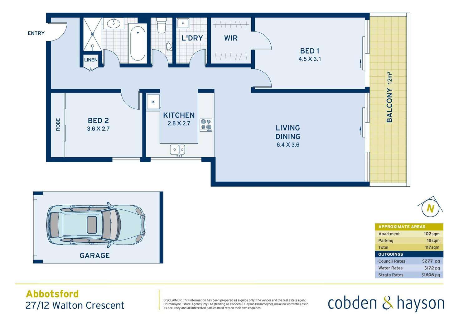 Floorplan of Homely apartment listing, 27/12-16 Walton Crescent, Abbotsford NSW 2046