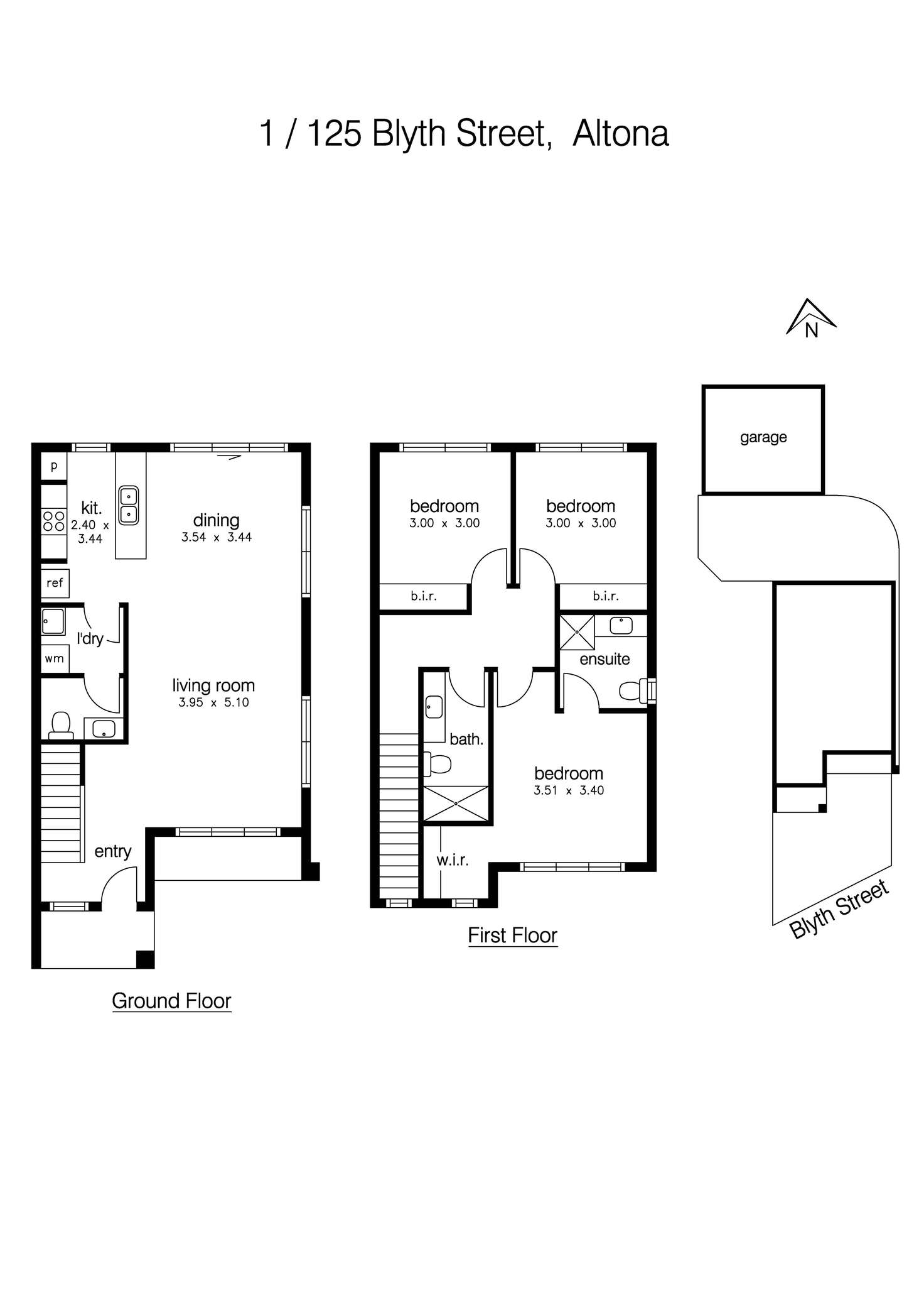 Floorplan of Homely townhouse listing, 1/125 Blyth Street, Altona VIC 3018