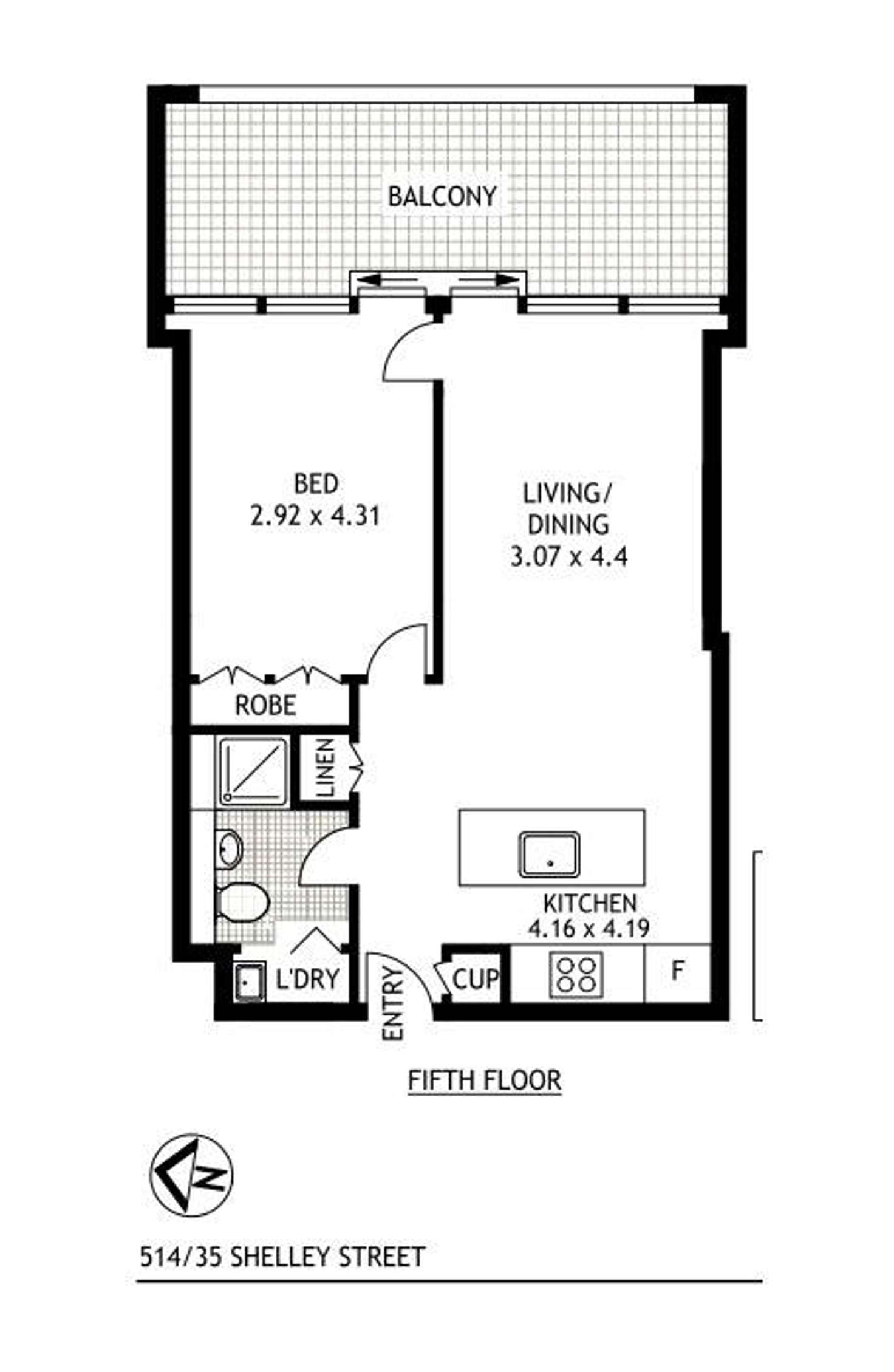 Floorplan of Homely apartment listing, 514/35 Shelley Street, Sydney NSW 2000