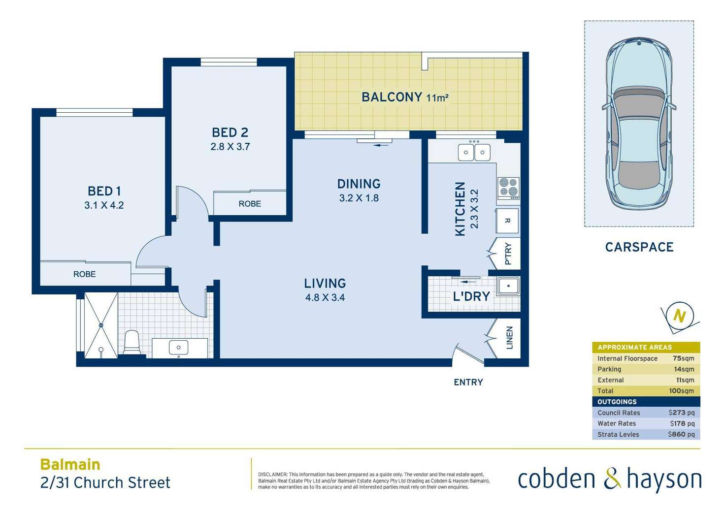 Floorplan of Homely apartment listing, 2/31 Church Street, Birchgrove NSW 2041