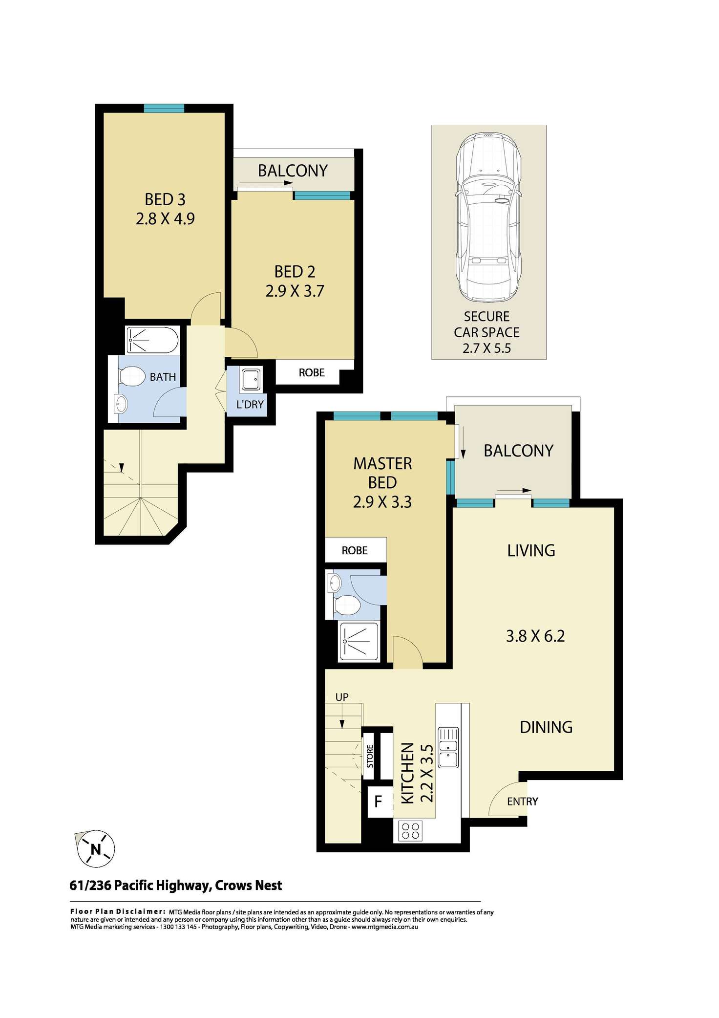 Floorplan of Homely apartment listing, 61/236 Pacific Highway, Crows Nest NSW 2065