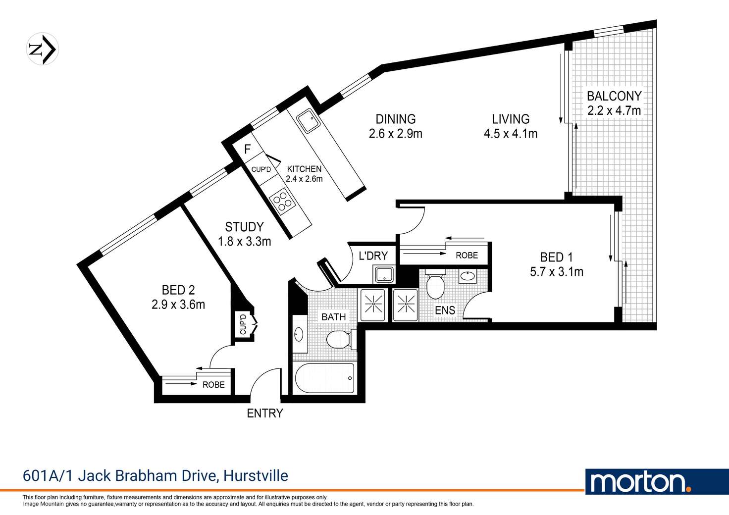 Floorplan of Homely apartment listing, 601A/1 Jack  Brabham Drive, Hurstville NSW 2220