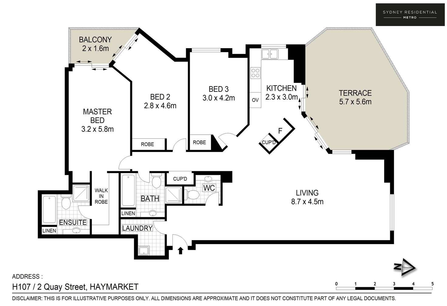 Floorplan of Homely apartment listing, H107/2 Quay Street, Sydney NSW 2000