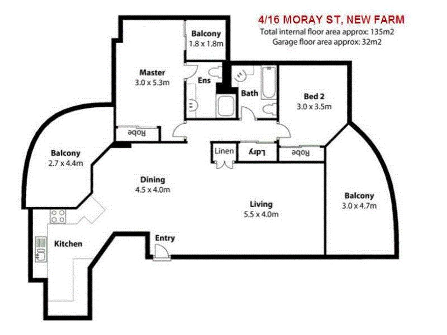 Floorplan of Homely apartment listing, 4/16 Moray Street, New Farm QLD 4005
