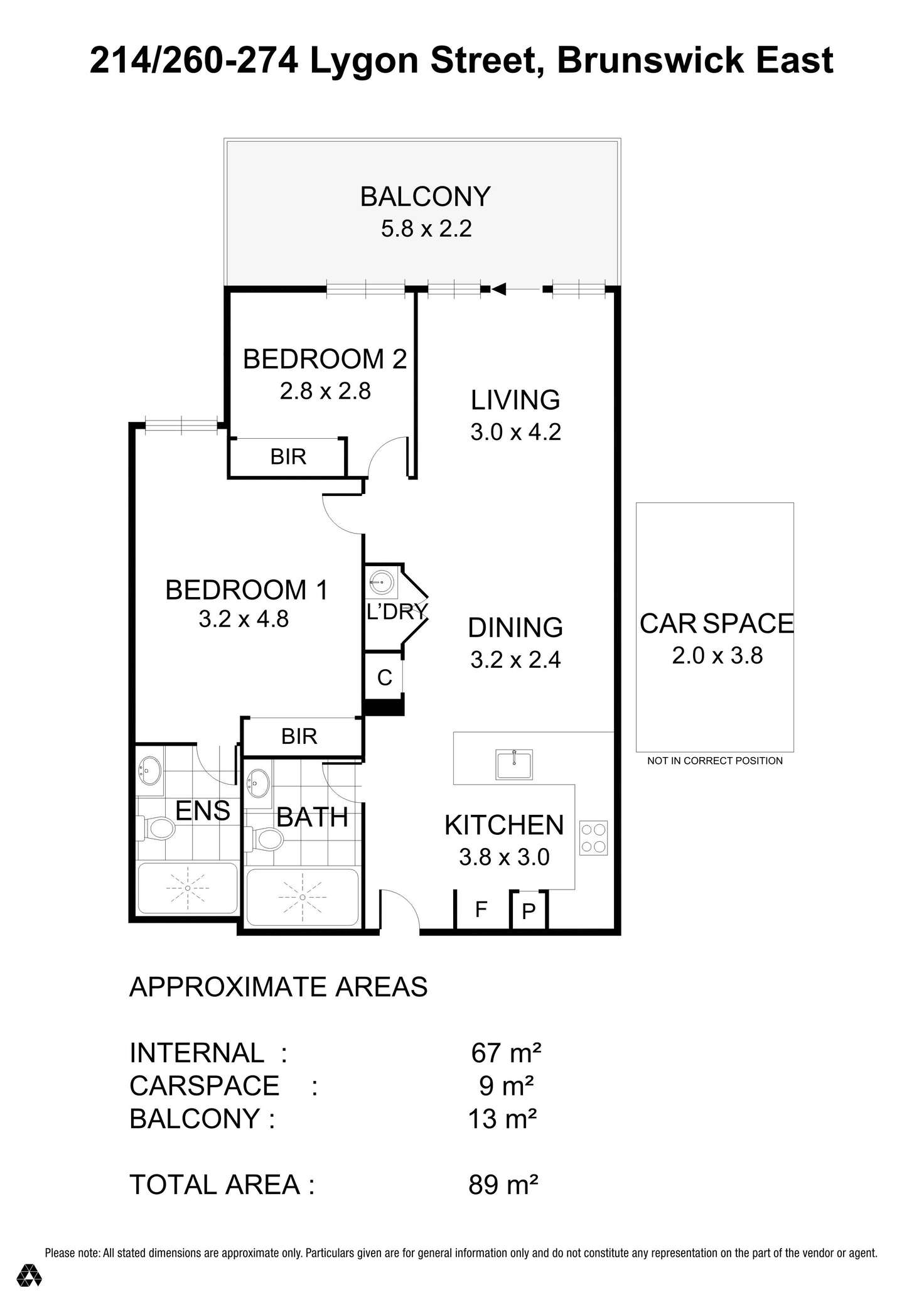 Floorplan of Homely apartment listing, 214/260-274 Lygon Street, Brunswick East VIC 3057