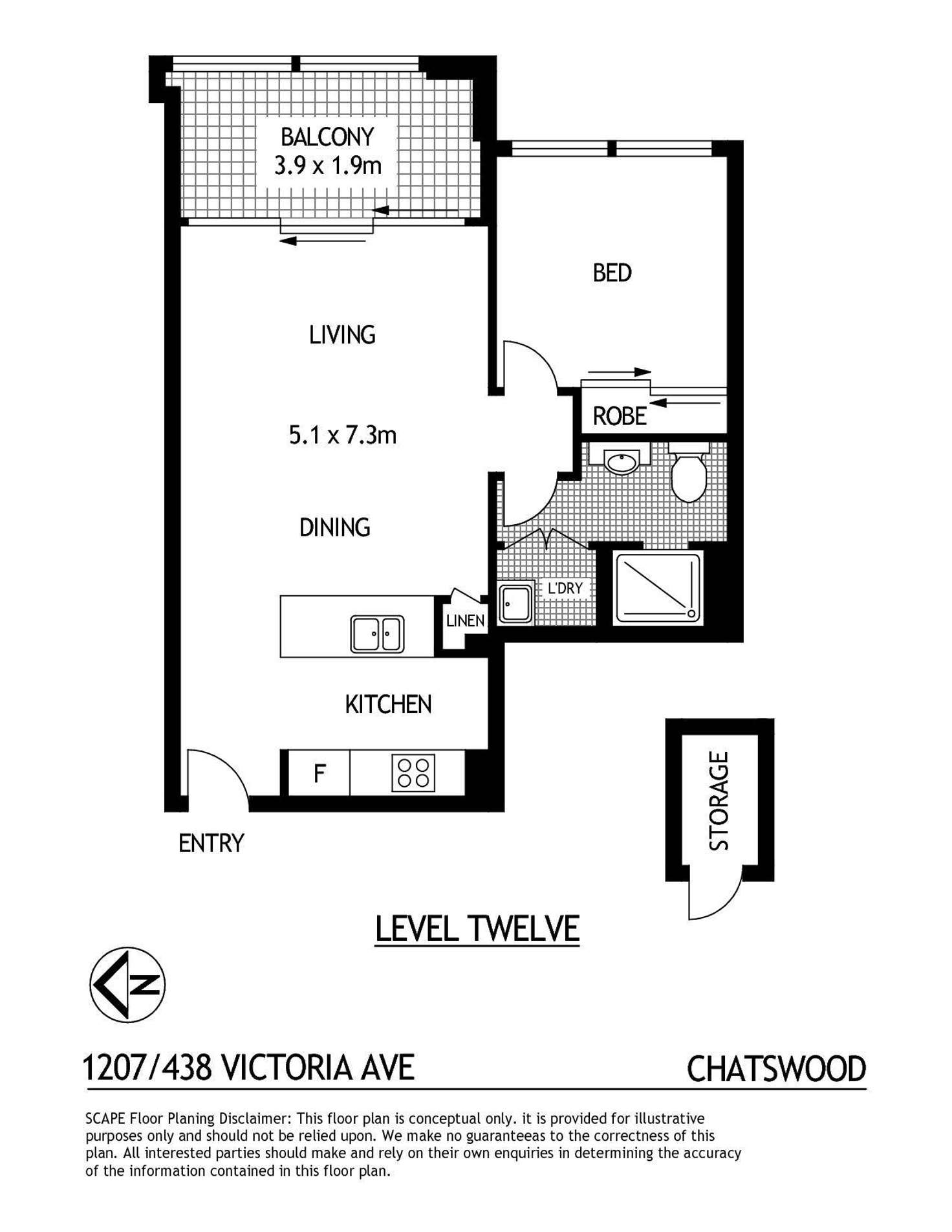 Floorplan of Homely apartment listing, 1207/438 Victoria Avenue, Chatswood NSW 2067