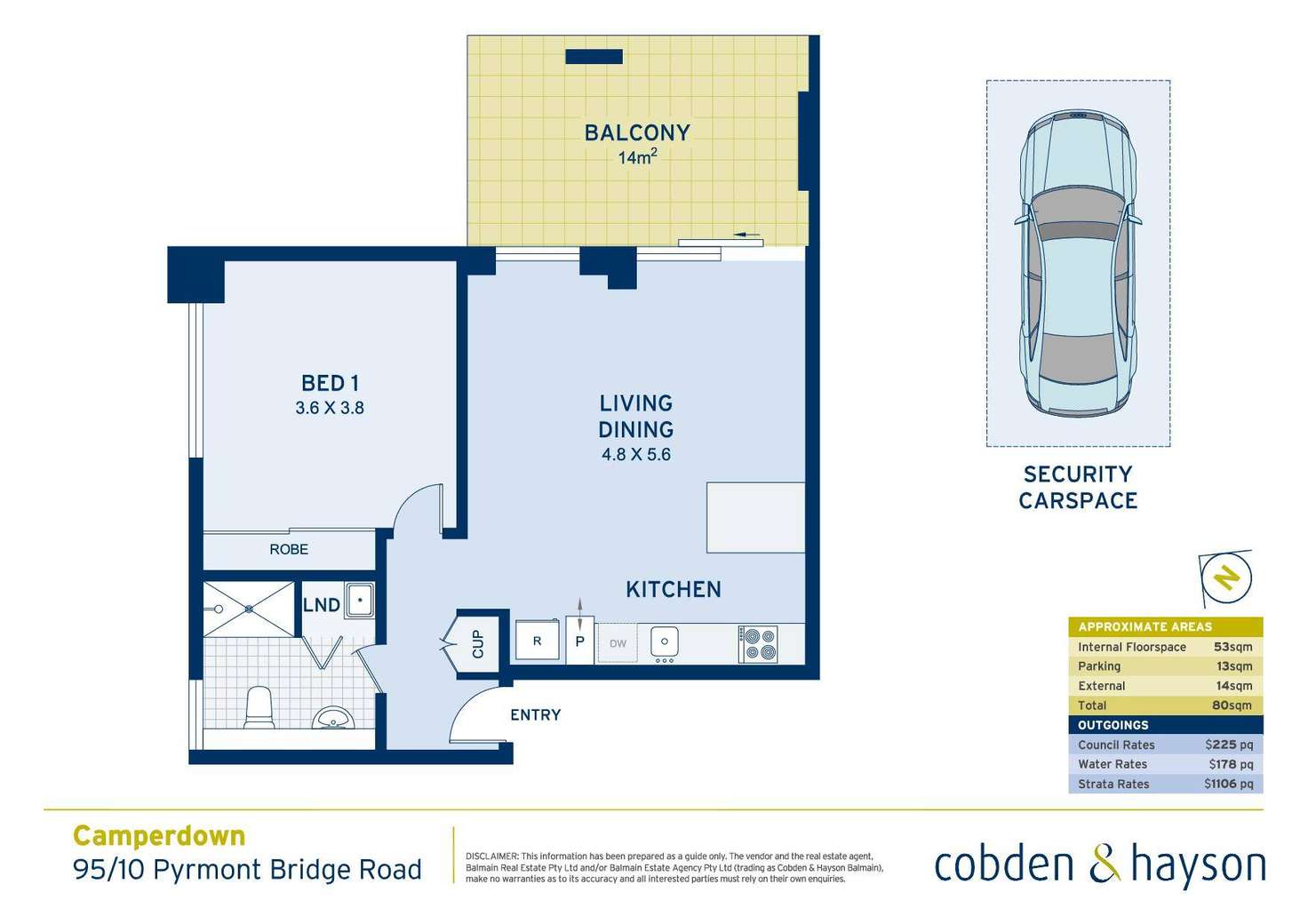 Floorplan of Homely apartment listing, 95/10 Pyrmont Bridge Road, Camperdown NSW 2050