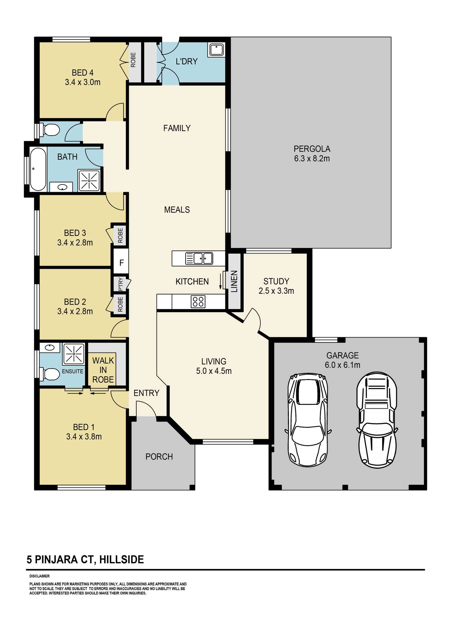 Floorplan of Homely house listing, 5 Pinjara Court, Hillside VIC 3037