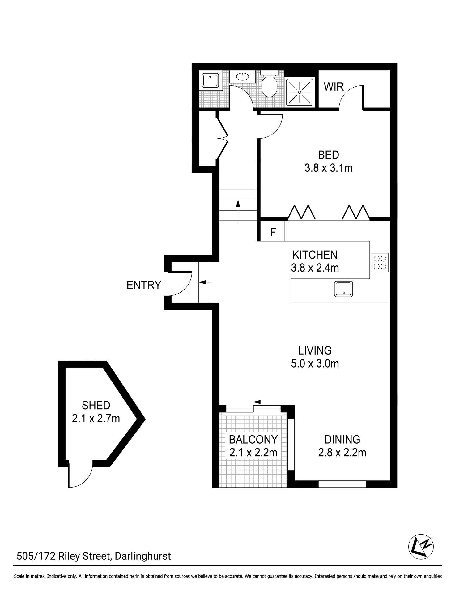 Floorplan of Homely apartment listing, 505/172 Riley Street, Darlinghurst NSW 2010