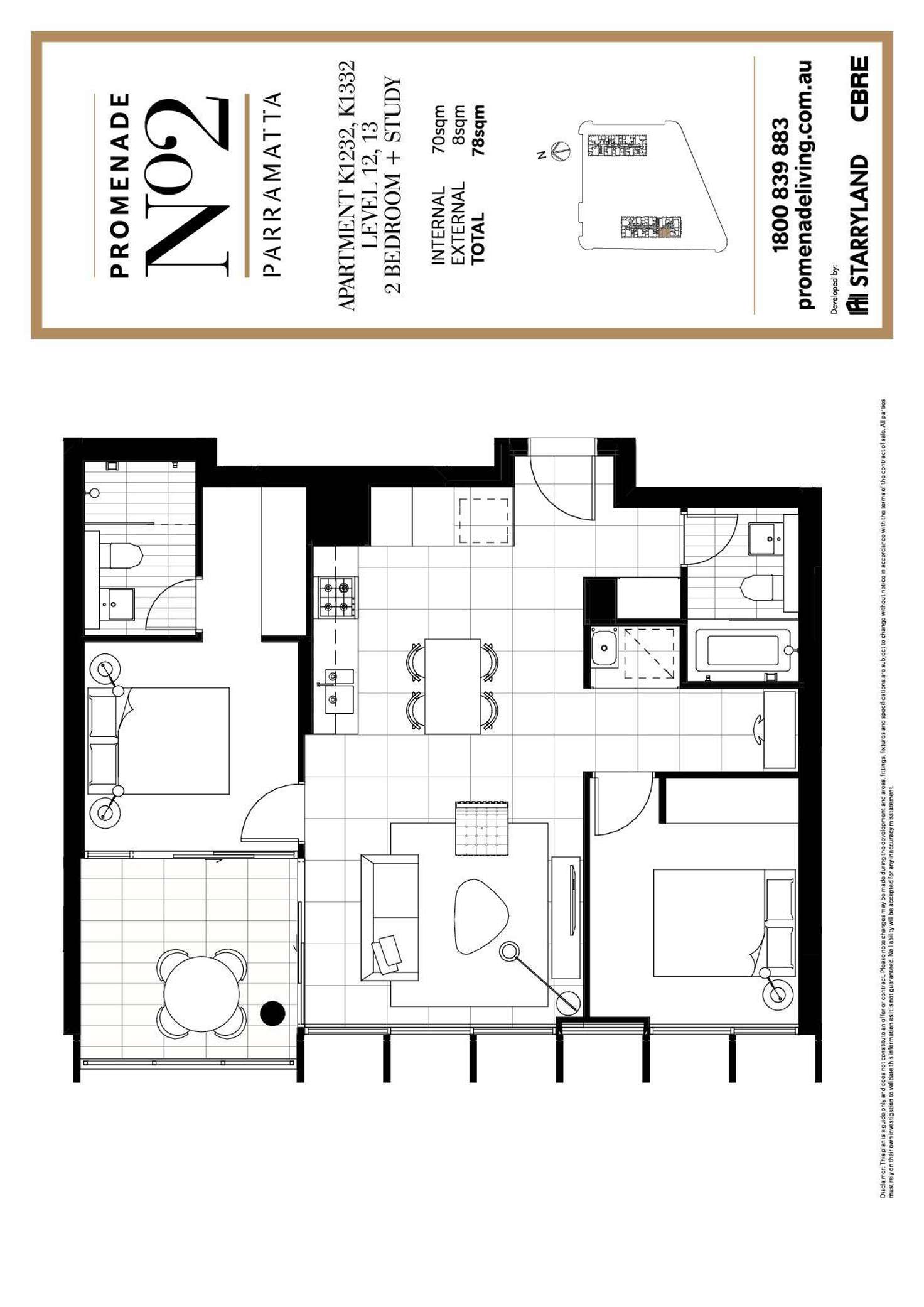 Floorplan of Homely apartment listing, K1232/2 Morton Street, Parramatta NSW 2150
