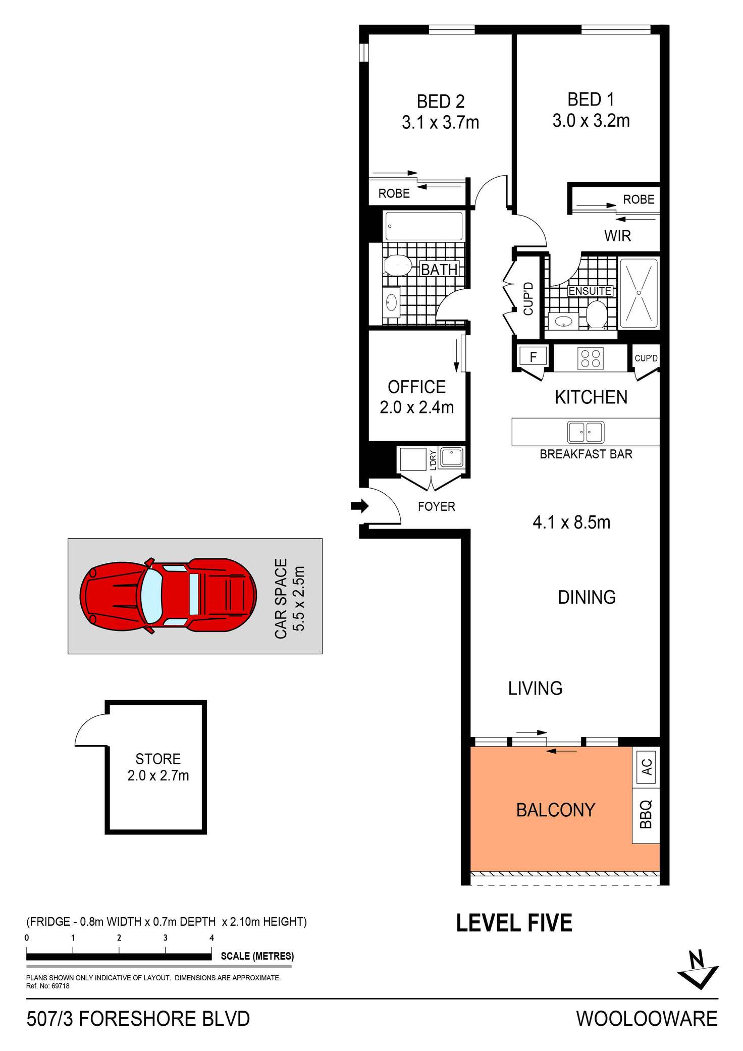 Floorplan of Homely unit listing, 507/3 Foreshore Boulevard, Woolooware NSW 2230