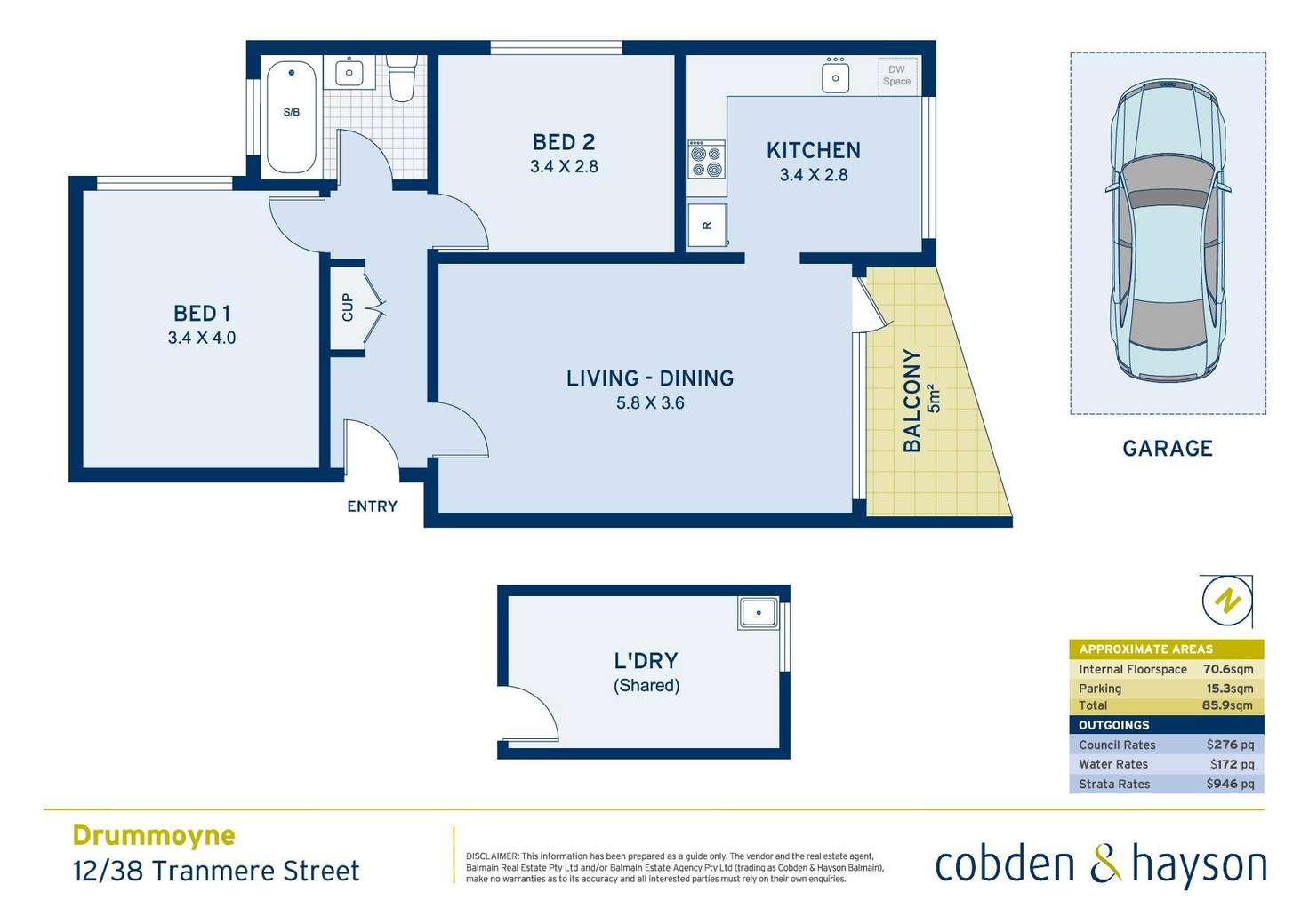 Floorplan of Homely apartment listing, 12/38 Tranmere Street, Drummoyne NSW 2047