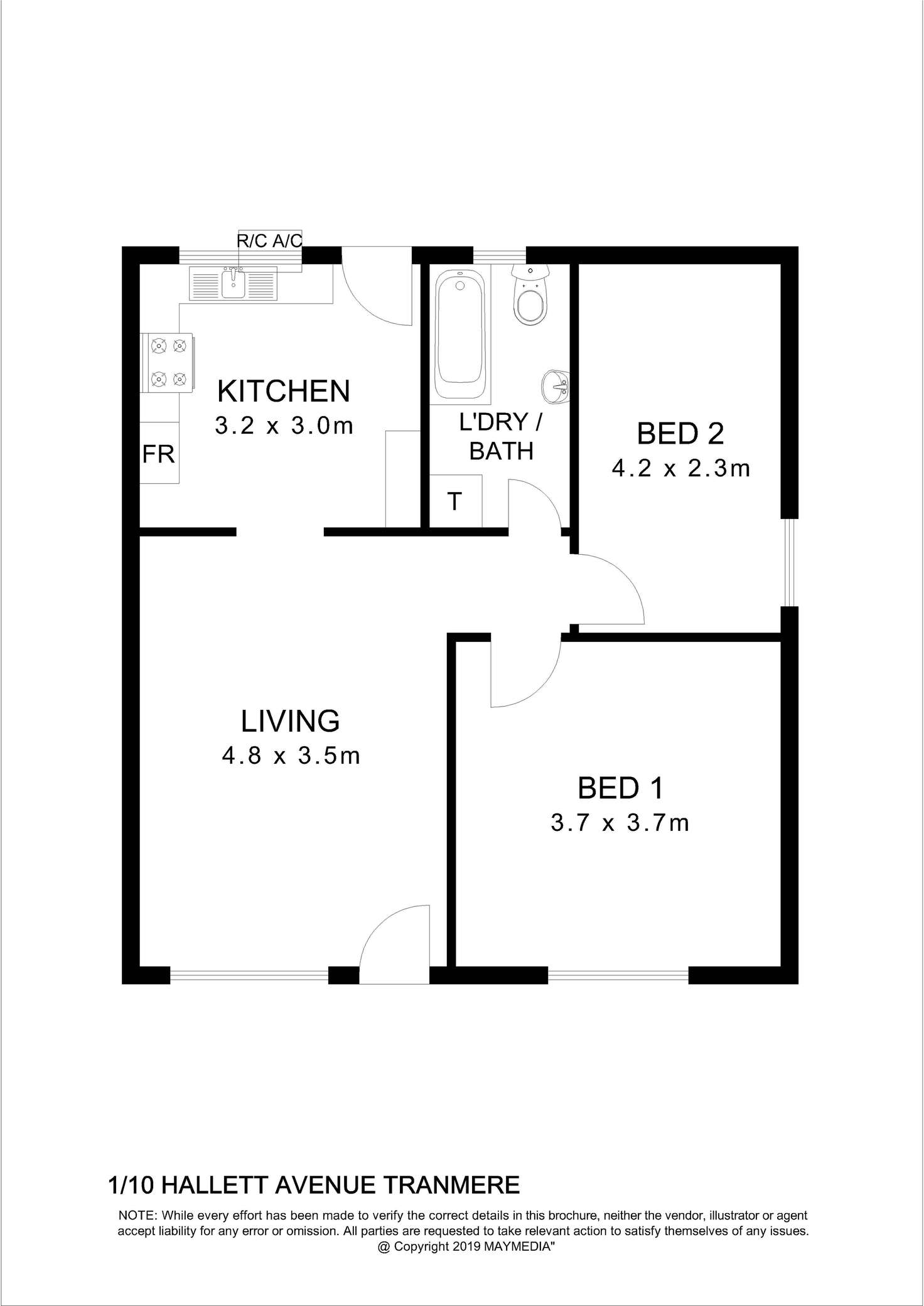 Floorplan of Homely unit listing, 1/10 Hallett Avenue, Tranmere SA 5073