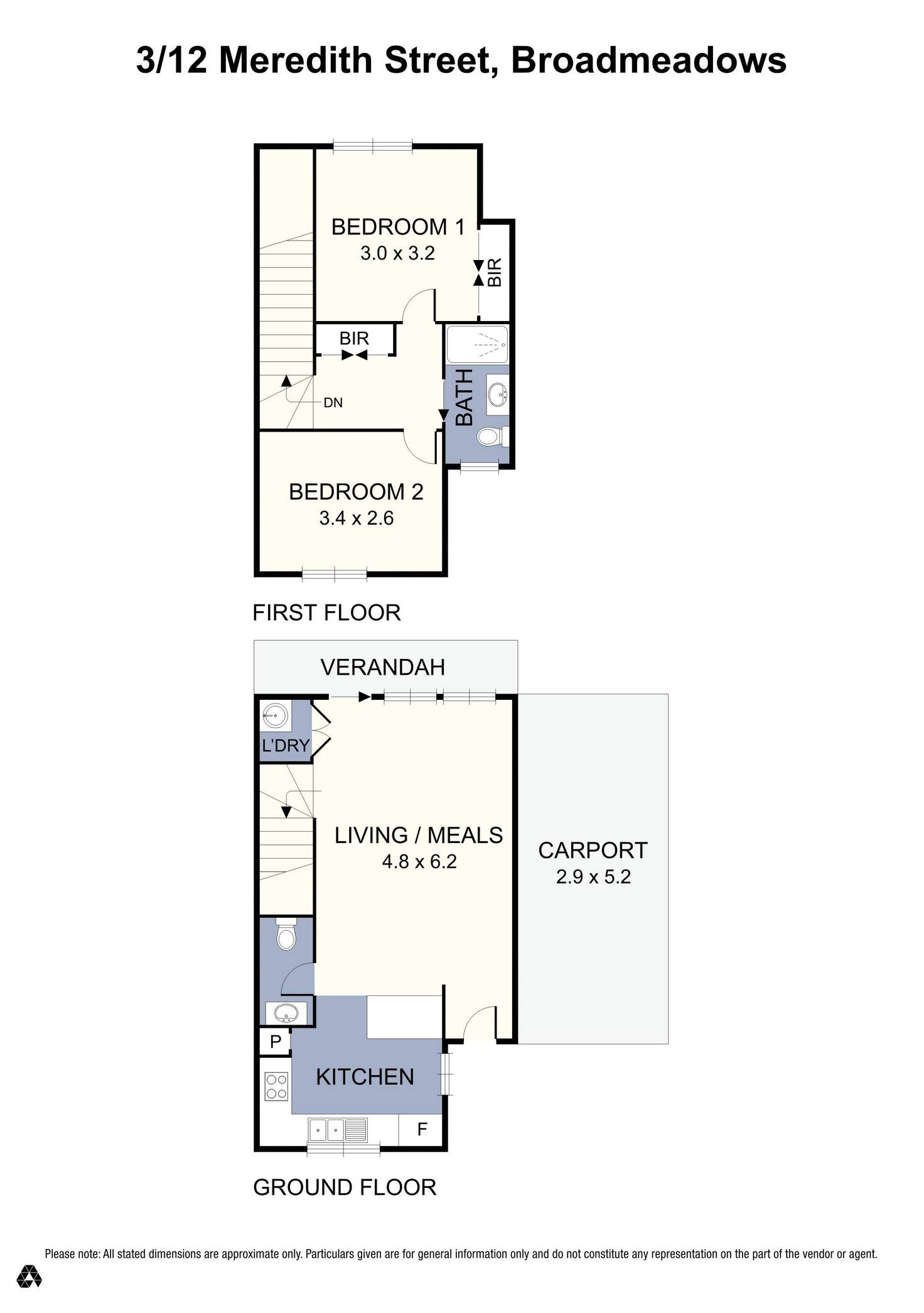 Floorplan of Homely townhouse listing, 3/12 Meredith Street, Broadmeadows VIC 3047