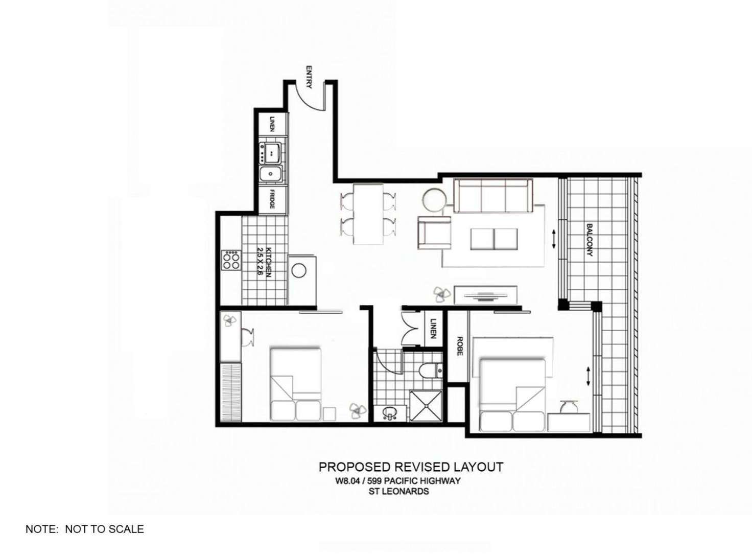 Floorplan of Homely apartment listing, 804W/599 Pacific Highway, St Leonards NSW 2065