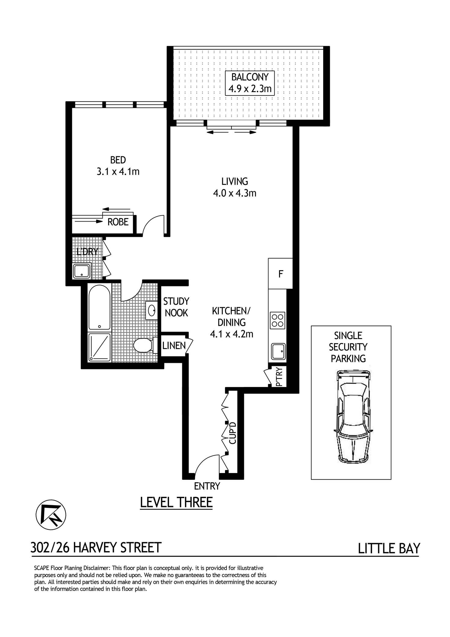 Floorplan of Homely apartment listing, 302/26 Harvey Street, Little Bay NSW 2036