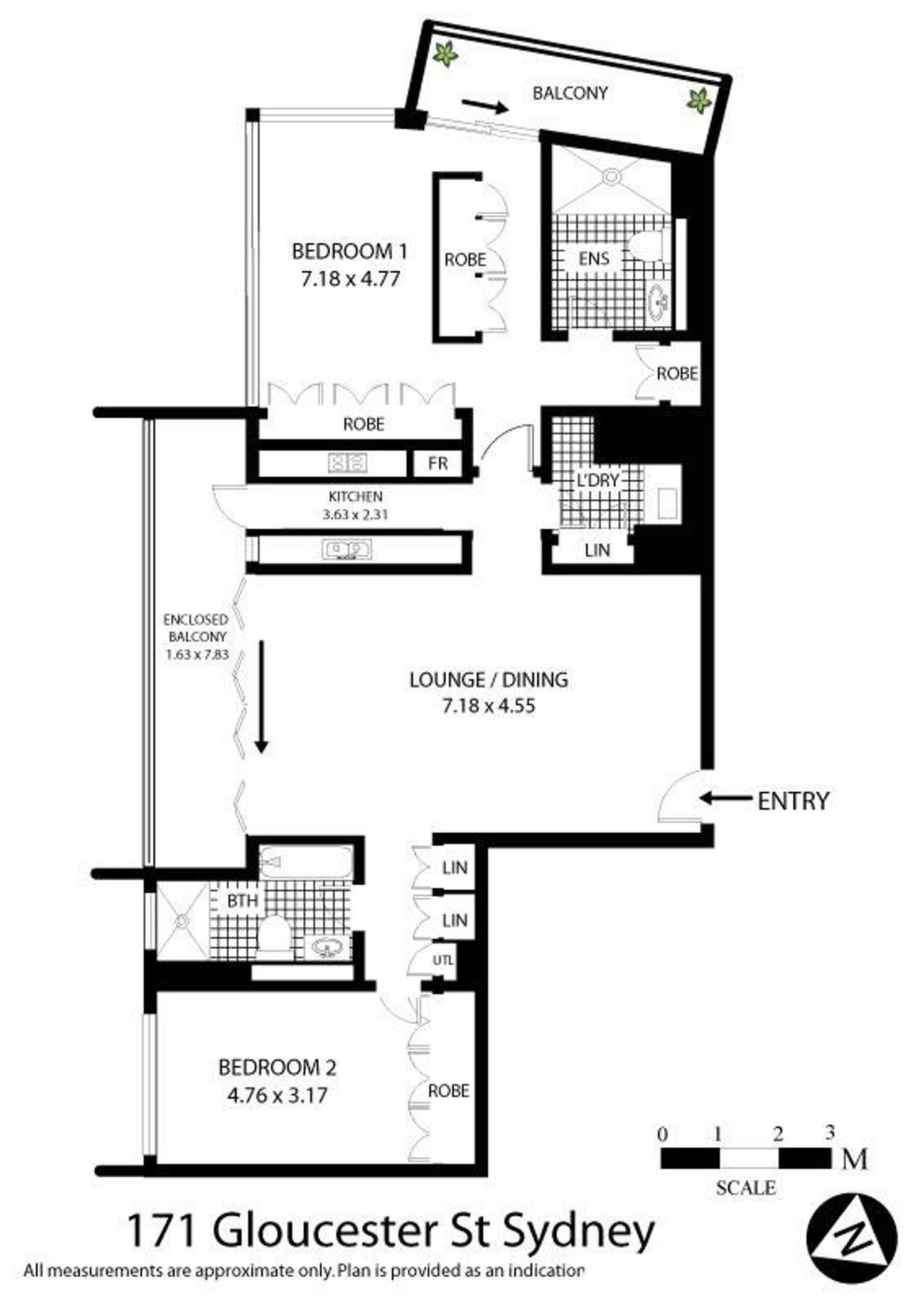 Floorplan of Homely apartment listing, 23B/171 Gloucester Street, Sydney NSW 2000