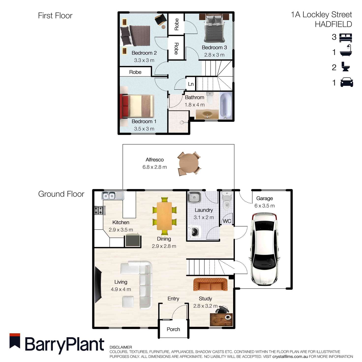 Floorplan of Homely townhouse listing, 1A Lockley Street, Hadfield VIC 3046