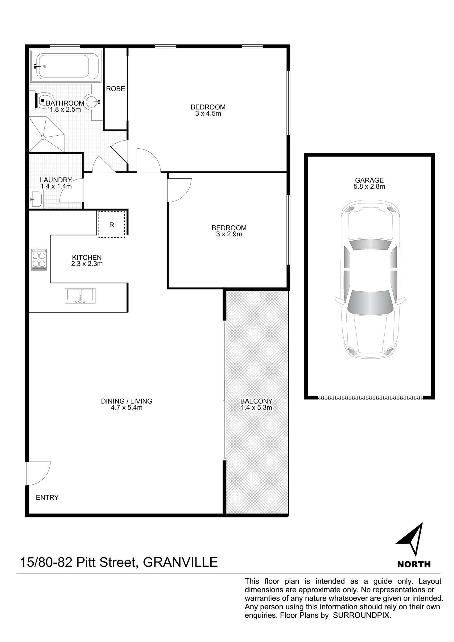 Floorplan of Homely unit listing, 15/80-82 Pitt Street, Granville NSW 2142