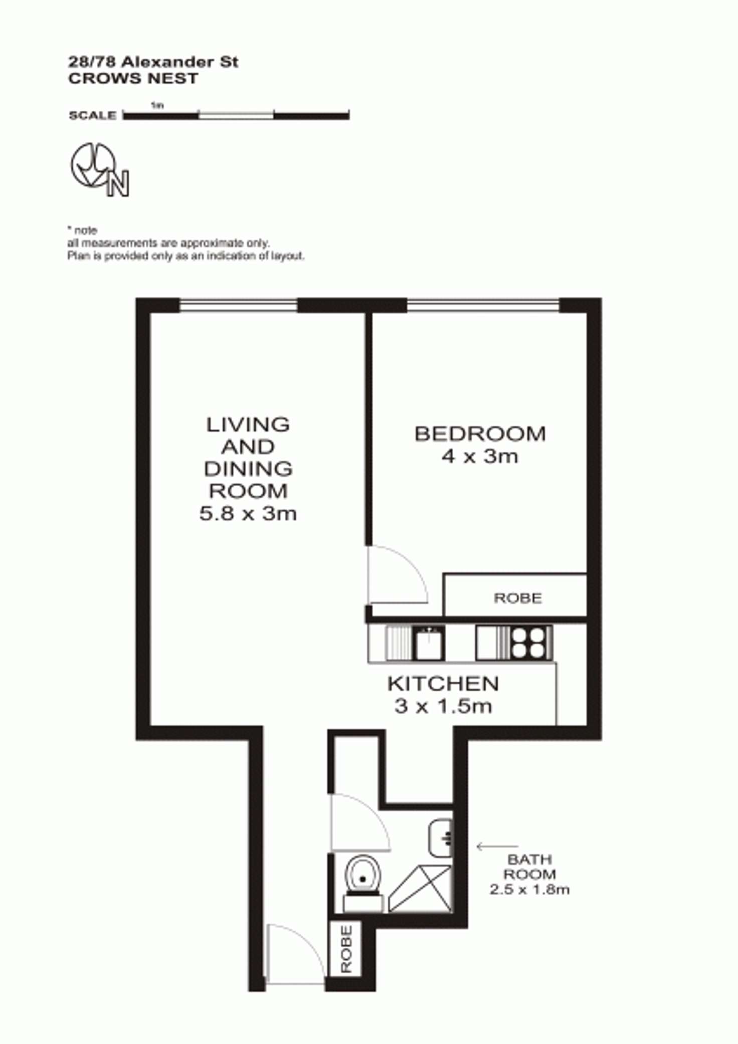 Floorplan of Homely apartment listing, 28/78 Alexander Street, Crows Nest NSW 2065