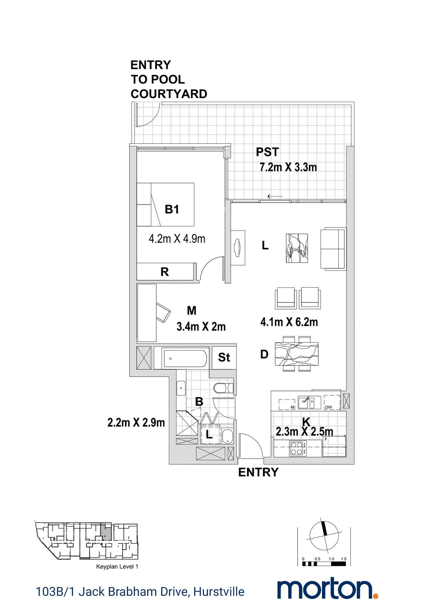 Floorplan of Homely apartment listing, 103B/1 Jack Brabham Drive, Hurstville NSW 2220