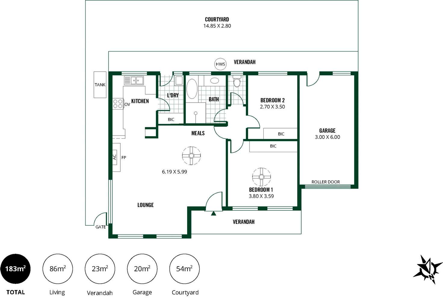 Floorplan of Homely unit listing, 1/2 Cockburn Street, Nairne SA 5252