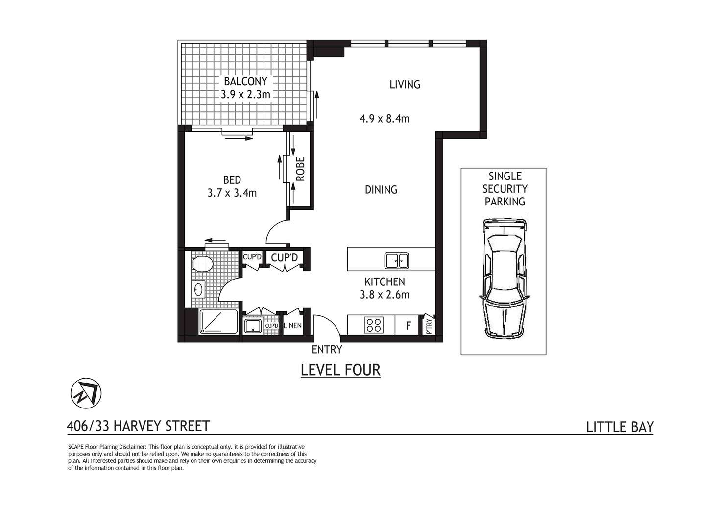 Floorplan of Homely apartment listing, 406/33 Harvey Street, Little Bay NSW 2036