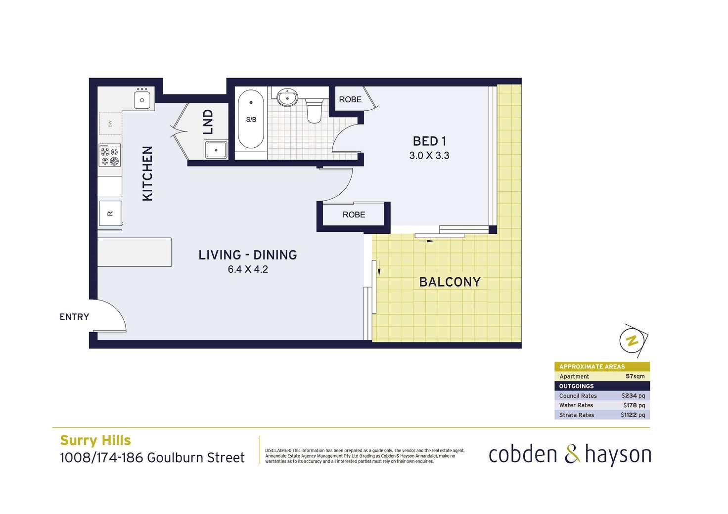 Floorplan of Homely apartment listing, 1008/174-186 Goulburn Street, Surry Hills NSW 2010