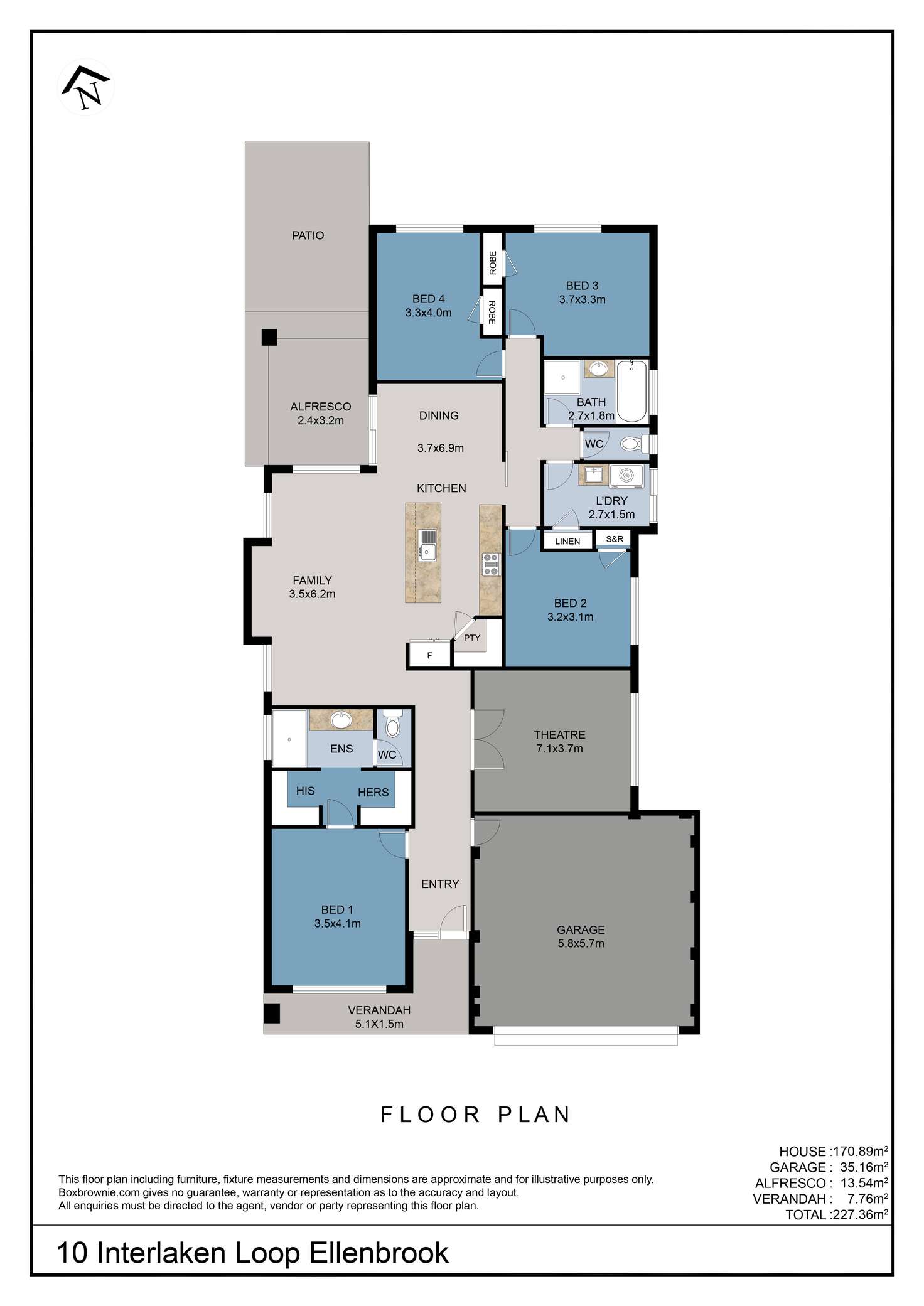 Floorplan of Homely house listing, 10 Interlaken Loop, Ellenbrook WA 6069