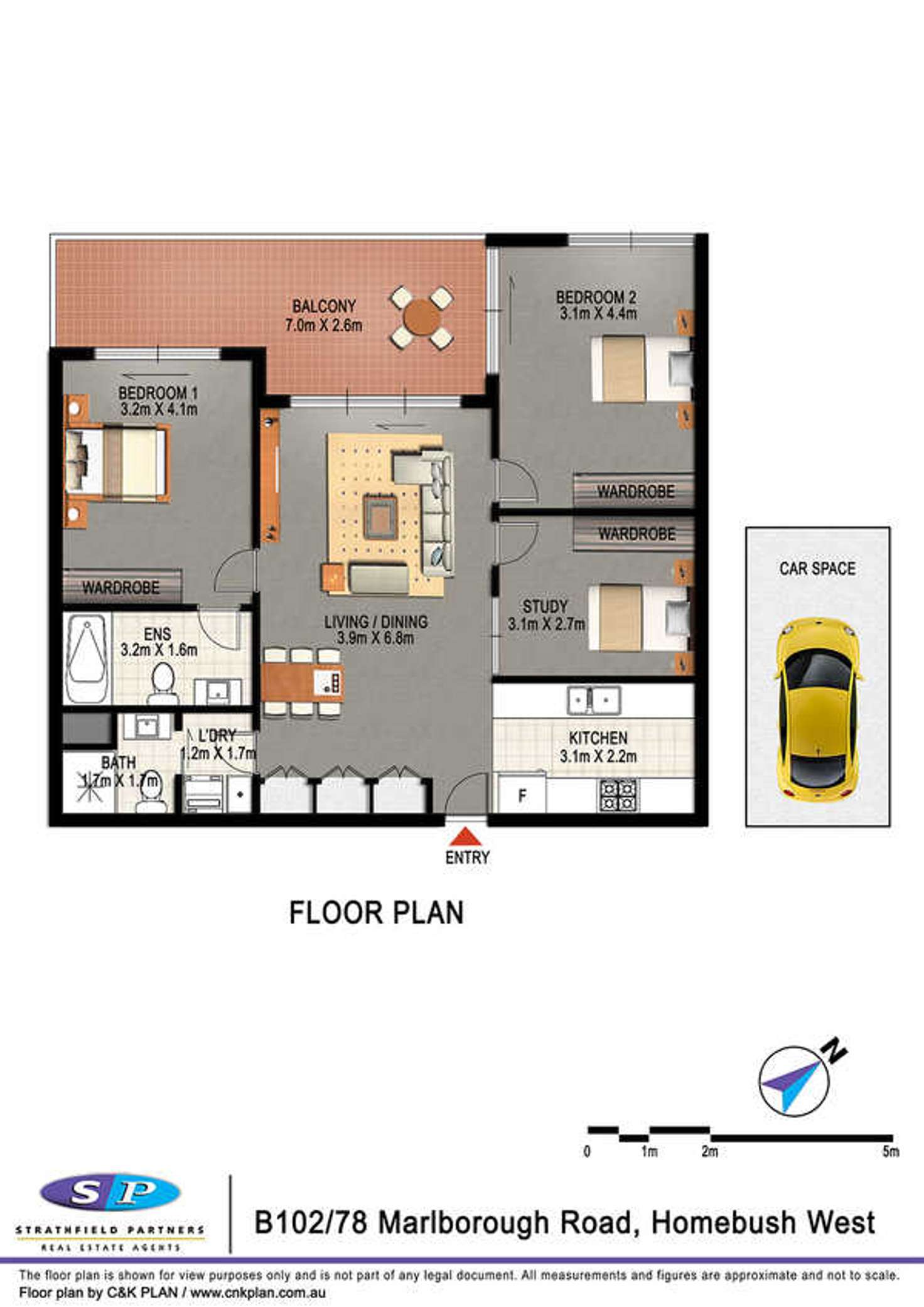 Floorplan of Homely unit listing, B102/78 Marlborough Road, Homebush West NSW 2140