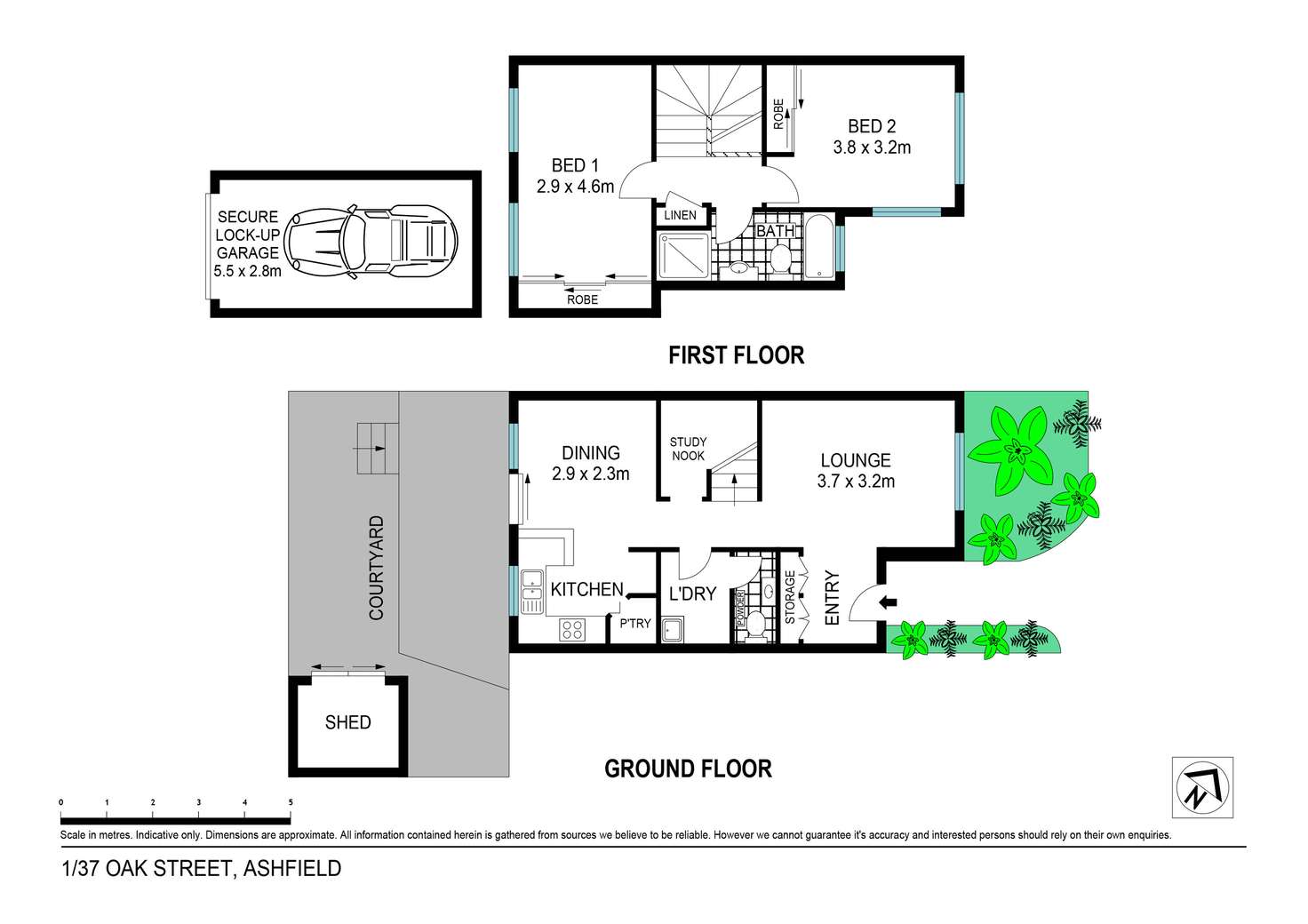 Floorplan of Homely townhouse listing, 1/37 Oak Street, Ashfield NSW 2131