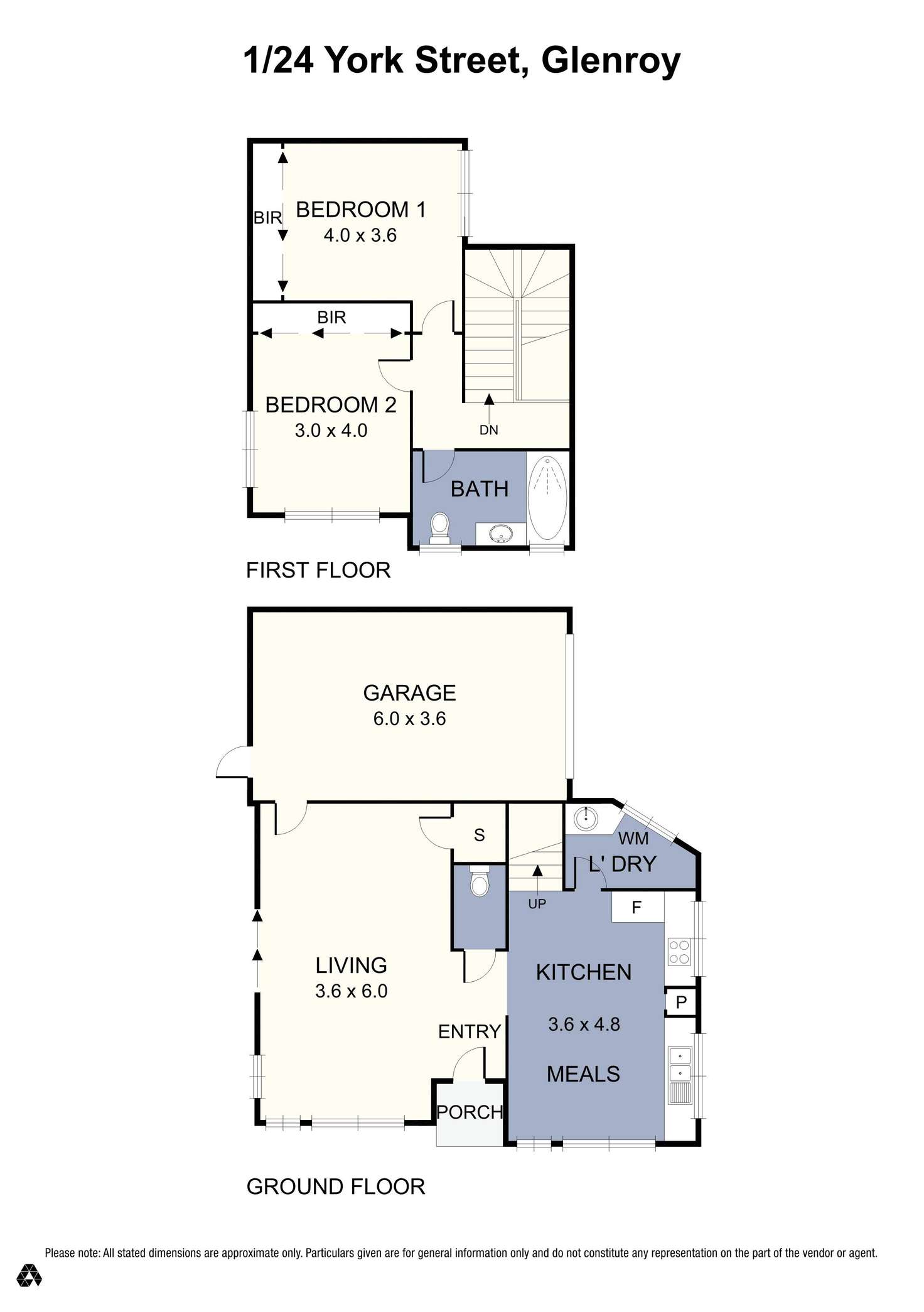 Floorplan of Homely townhouse listing, 1/24 York Street, Glenroy VIC 3046