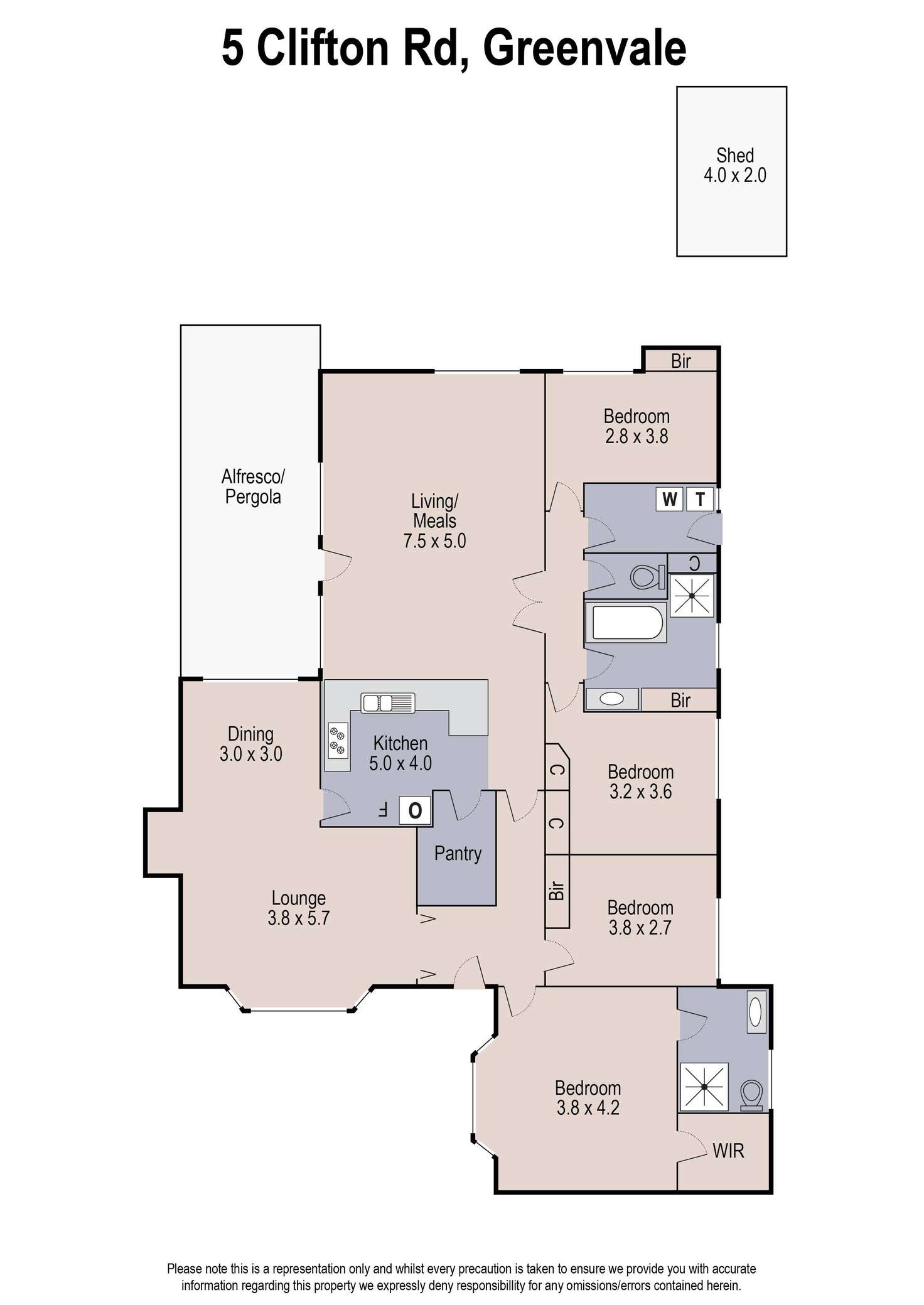 Floorplan of Homely house listing, 5 Clifton Road, Greenvale VIC 3059