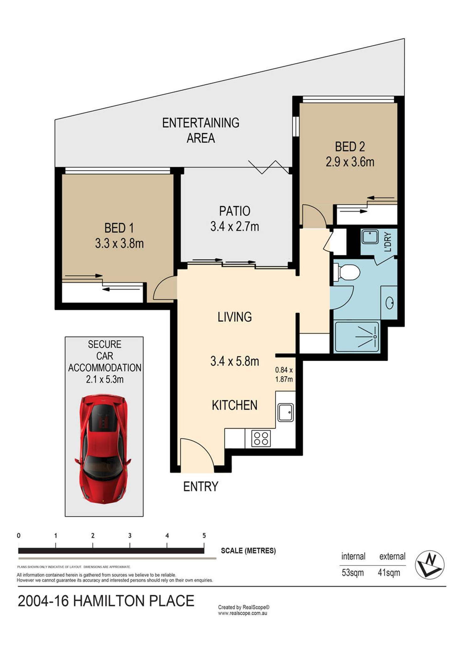 Floorplan of Homely unit listing, 2004/16 Hamilton Place, Bowen Hills QLD 4006