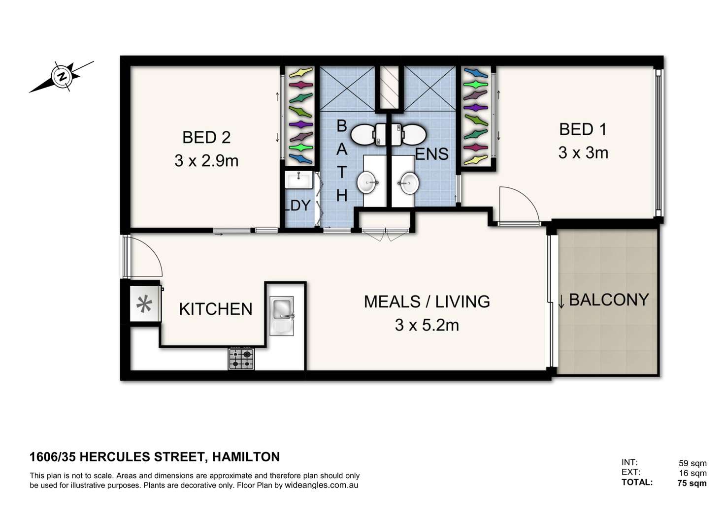 Floorplan of Homely unit listing, 1606/35 Hercules Street, Hamilton QLD 4007