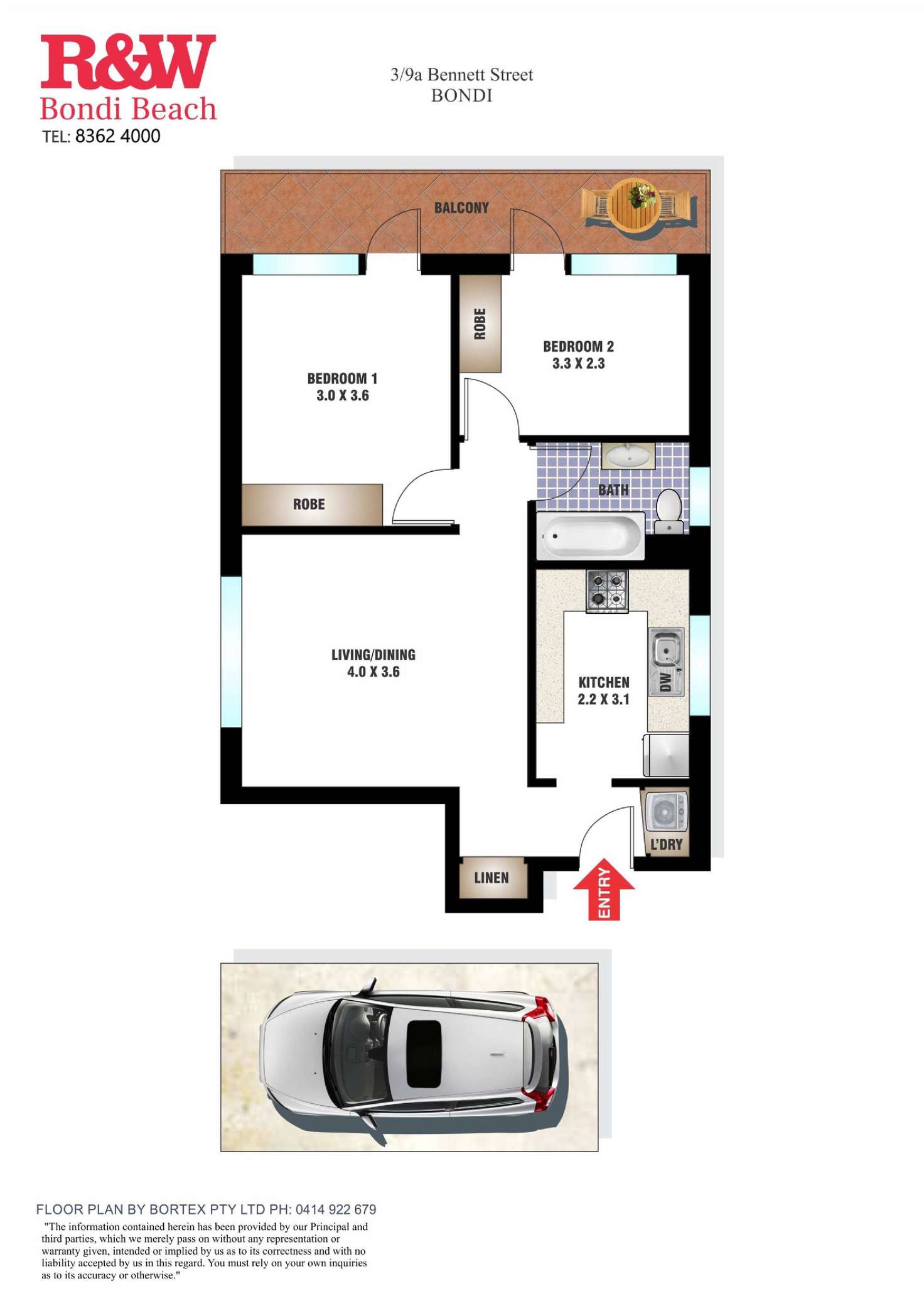 Floorplan of Homely apartment listing, 3/9A Bennett Street, Bondi NSW 2026