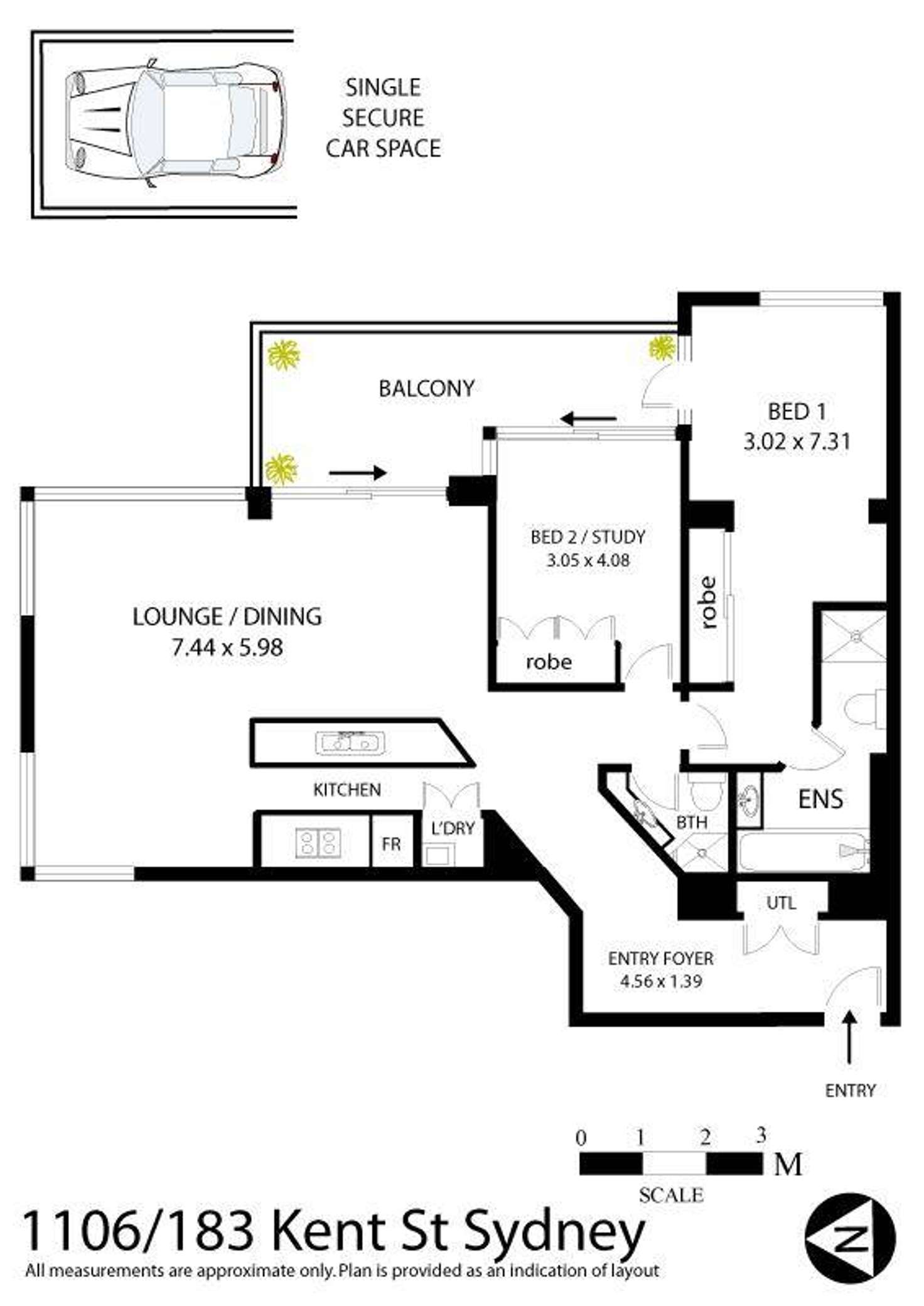 Floorplan of Homely apartment listing, 1106/183 Kent Street, Sydney NSW 2000