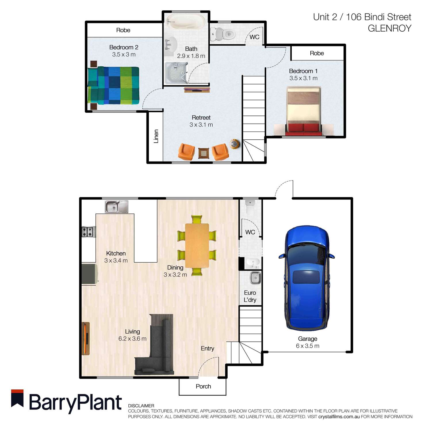 Floorplan of Homely townhouse listing, 2/106 Bindi Street, Glenroy VIC 3046