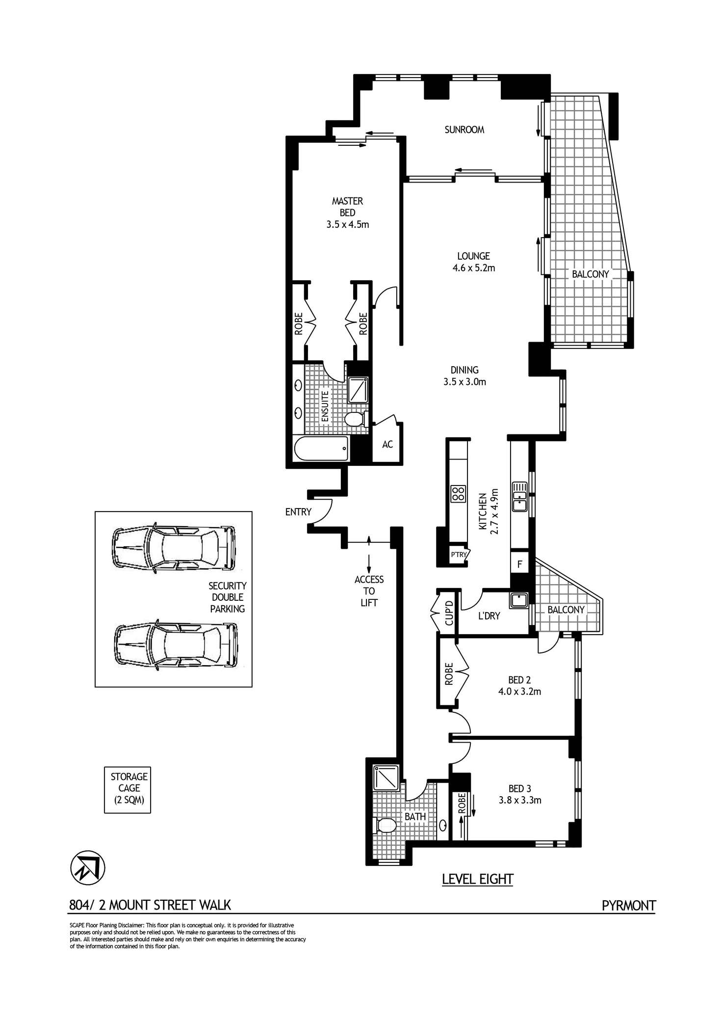 Floorplan of Homely apartment listing, 804/2 Mount Street Walk, Pyrmont NSW 2009