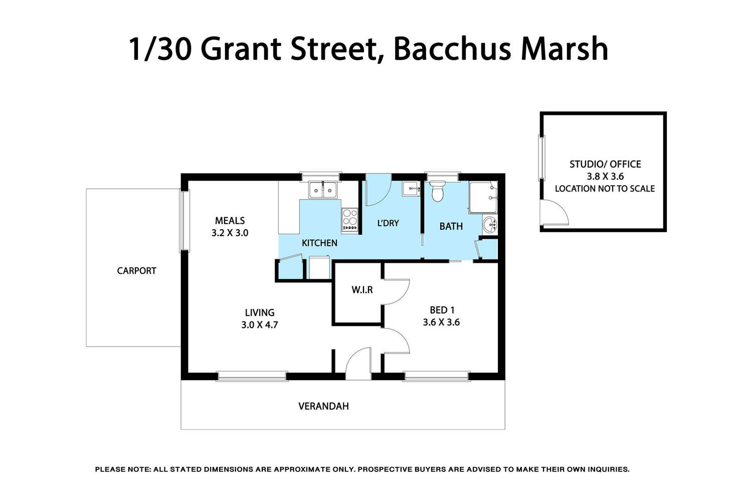 Floorplan of Homely unit listing, 1/30 Grant Street, Bacchus Marsh VIC 3340