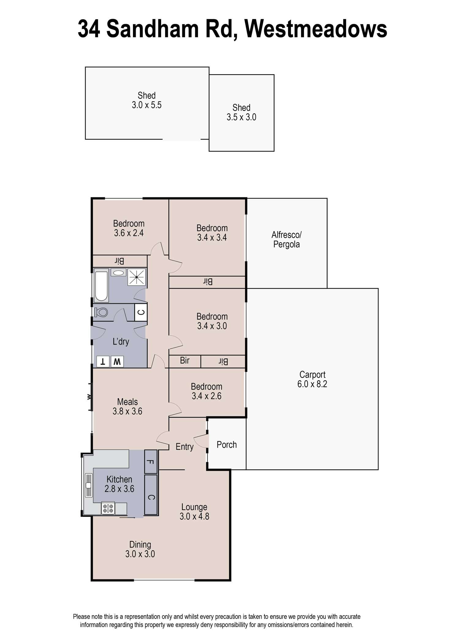 Floorplan of Homely house listing, 34 Sandham Road, Westmeadows VIC 3049