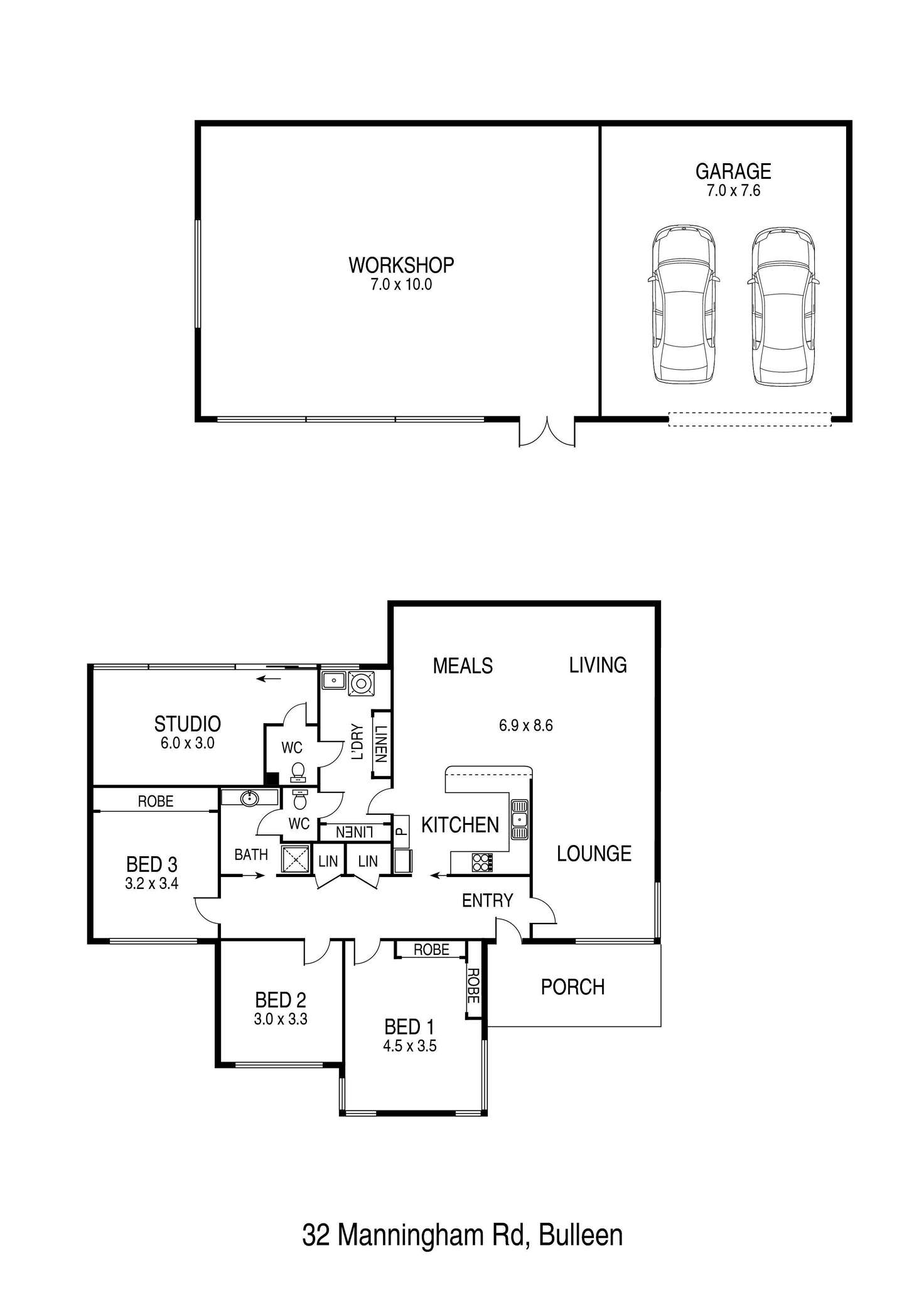 Floorplan of Homely house listing, 32 Manningham Road, Bulleen VIC 3105